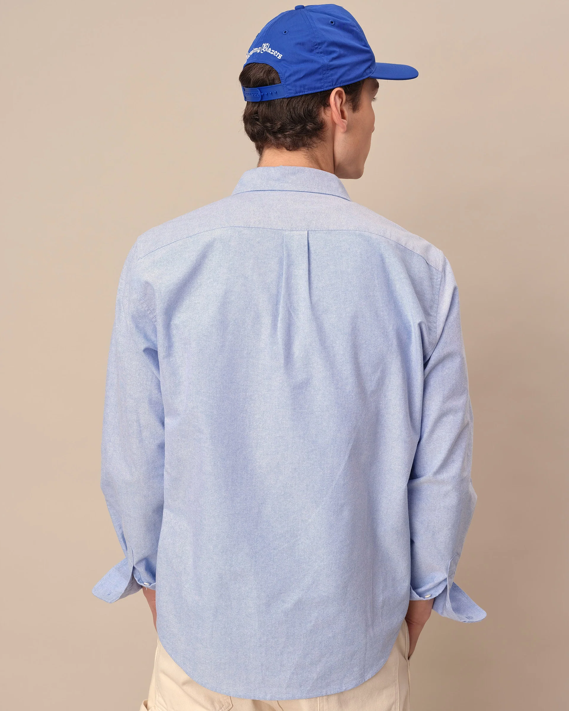 Men's Solid Oxford Shirt Blue - Image 5
