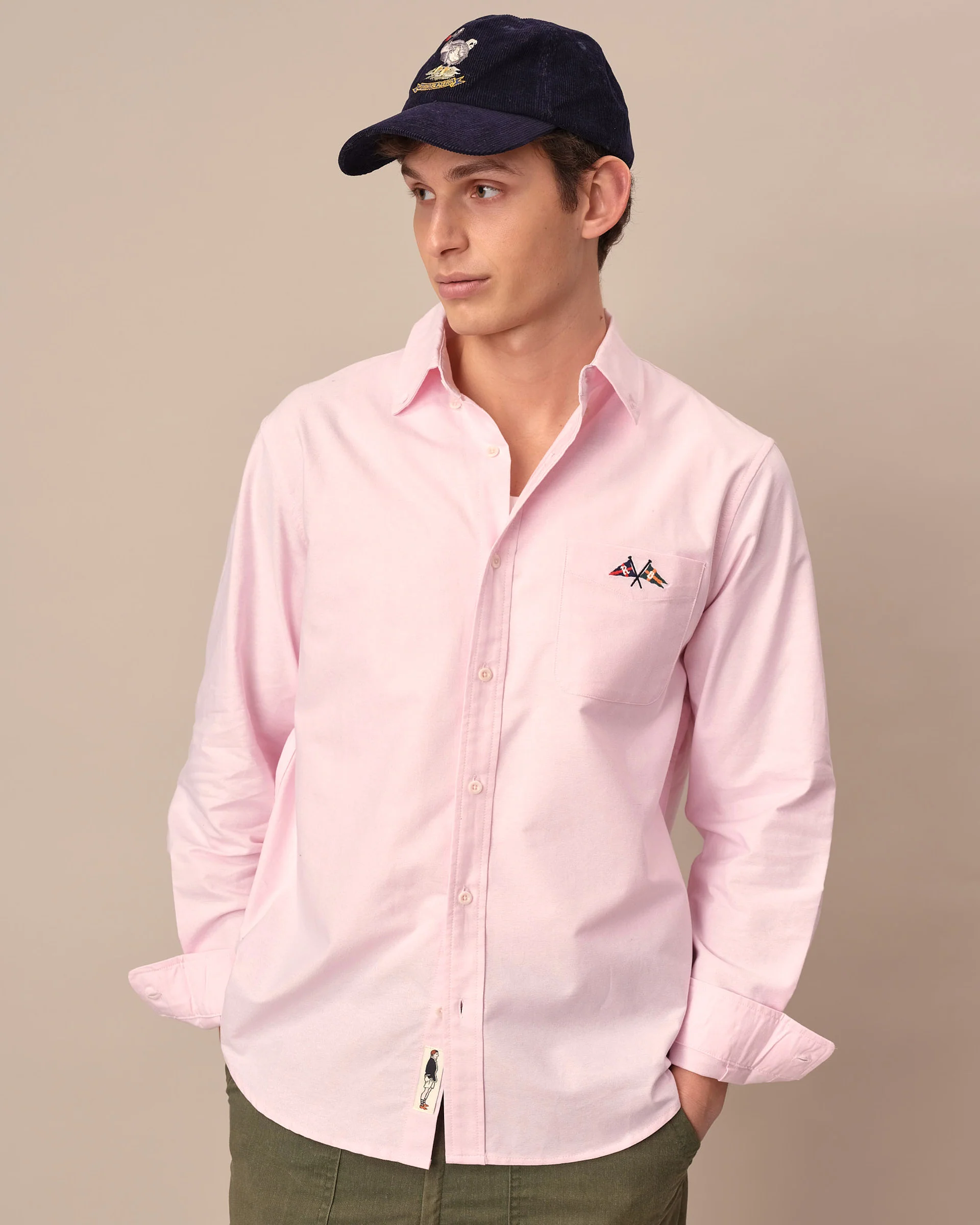 Men's Solid Oxford Shirt Pink - Image 3