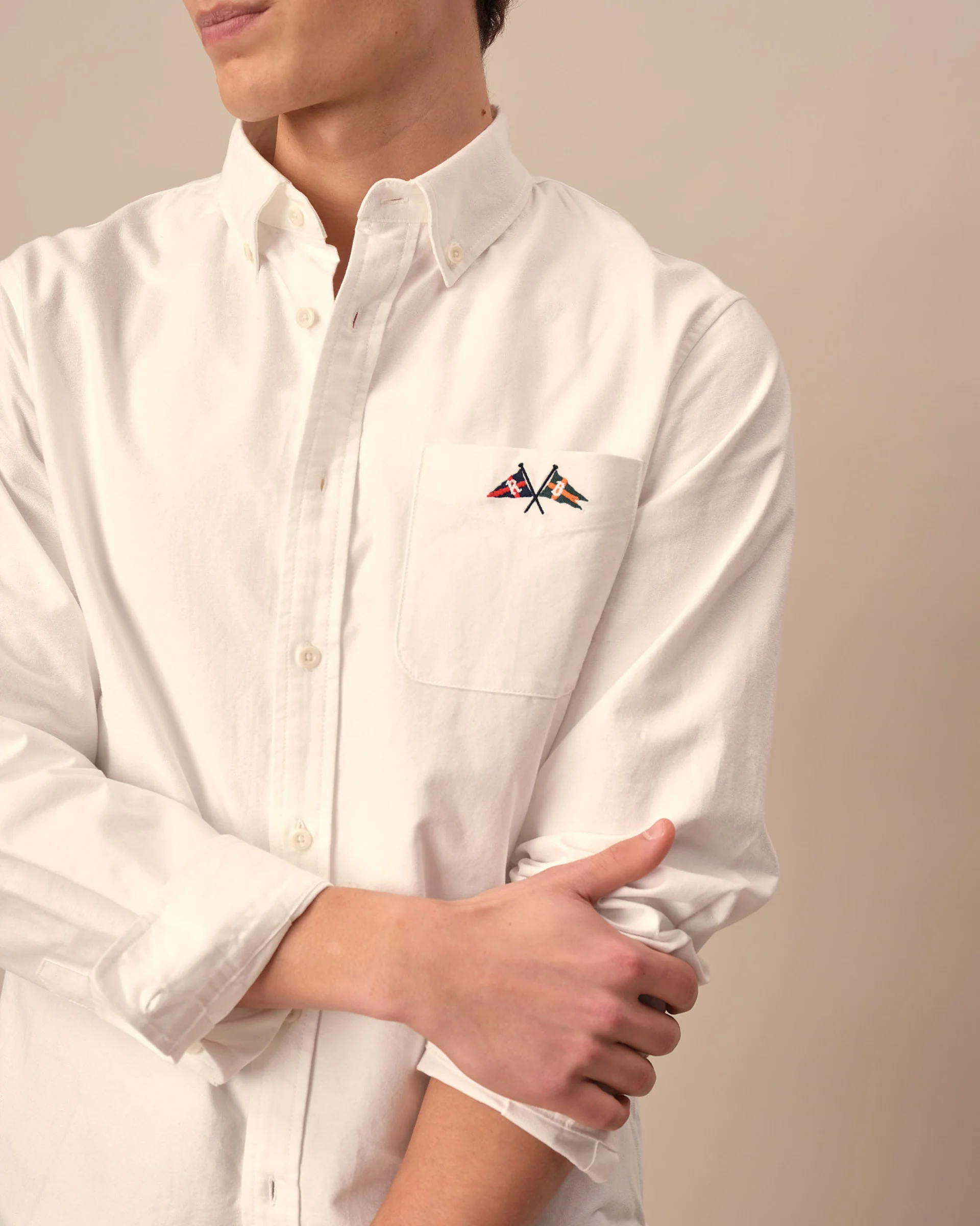 Men's Solid Oxford Shirt White - Image 3