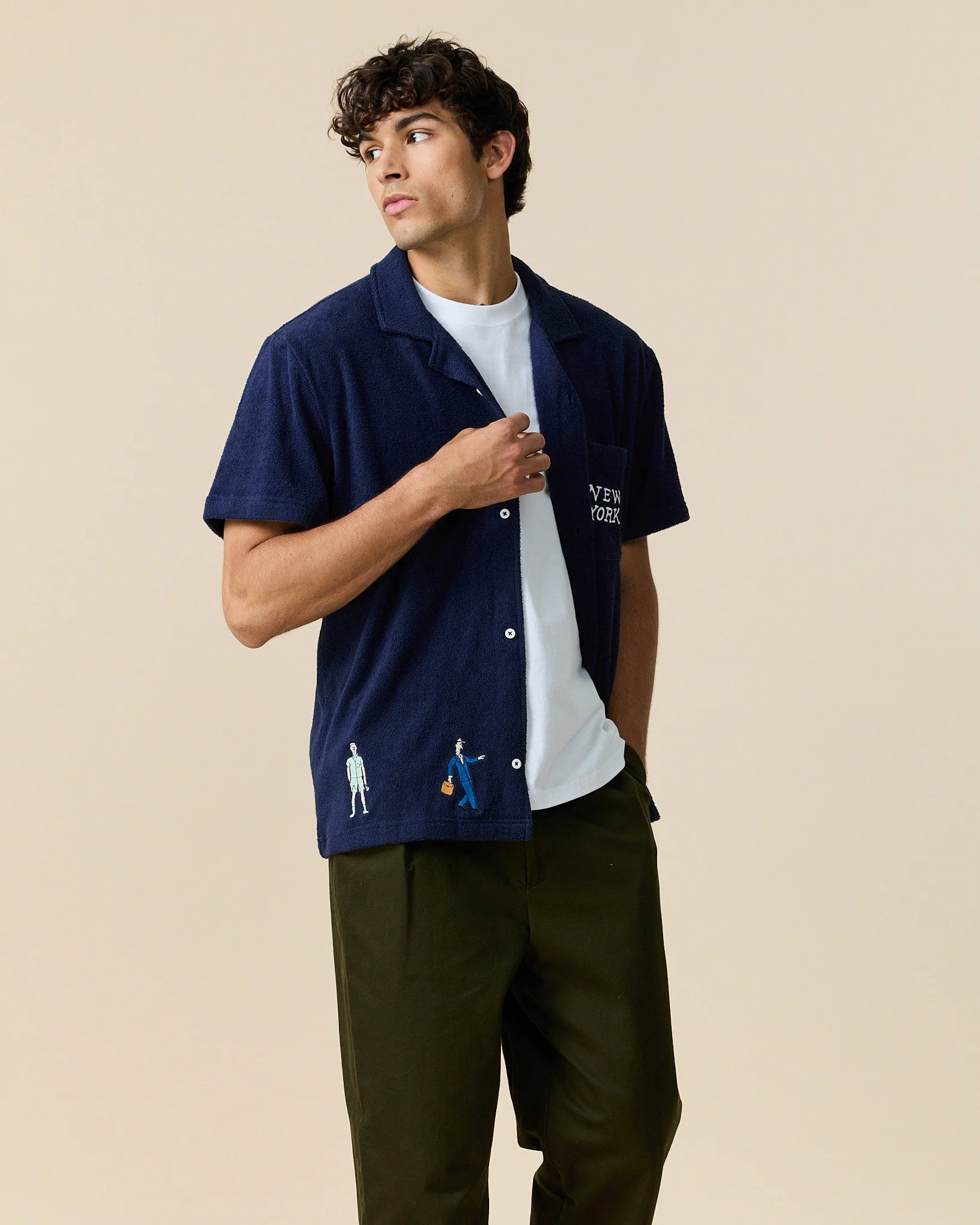 Men's Terry Safari Shirt Evening Blue - Image 4