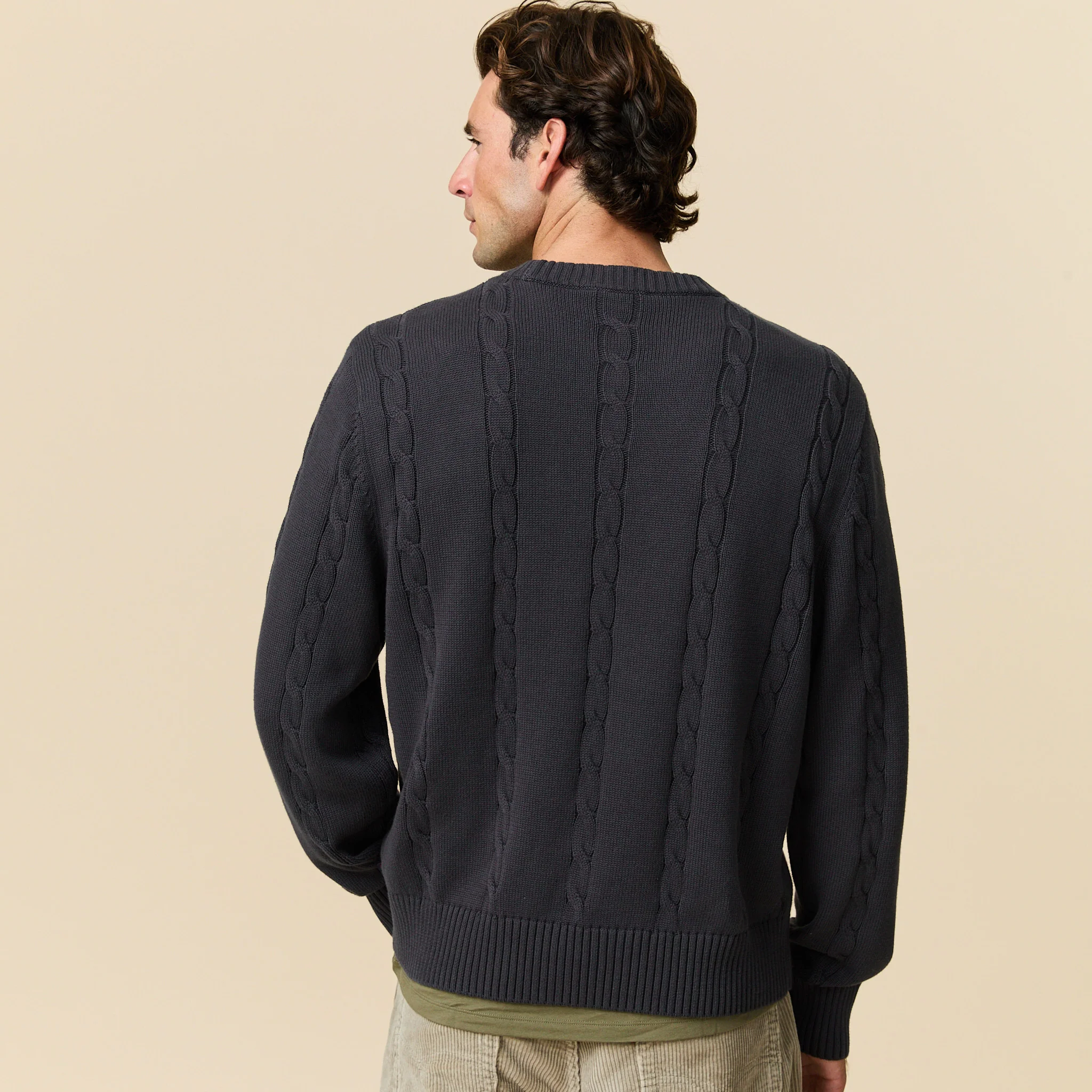 Cotton Cable Autumn Bears Sweater Navy - Image 6