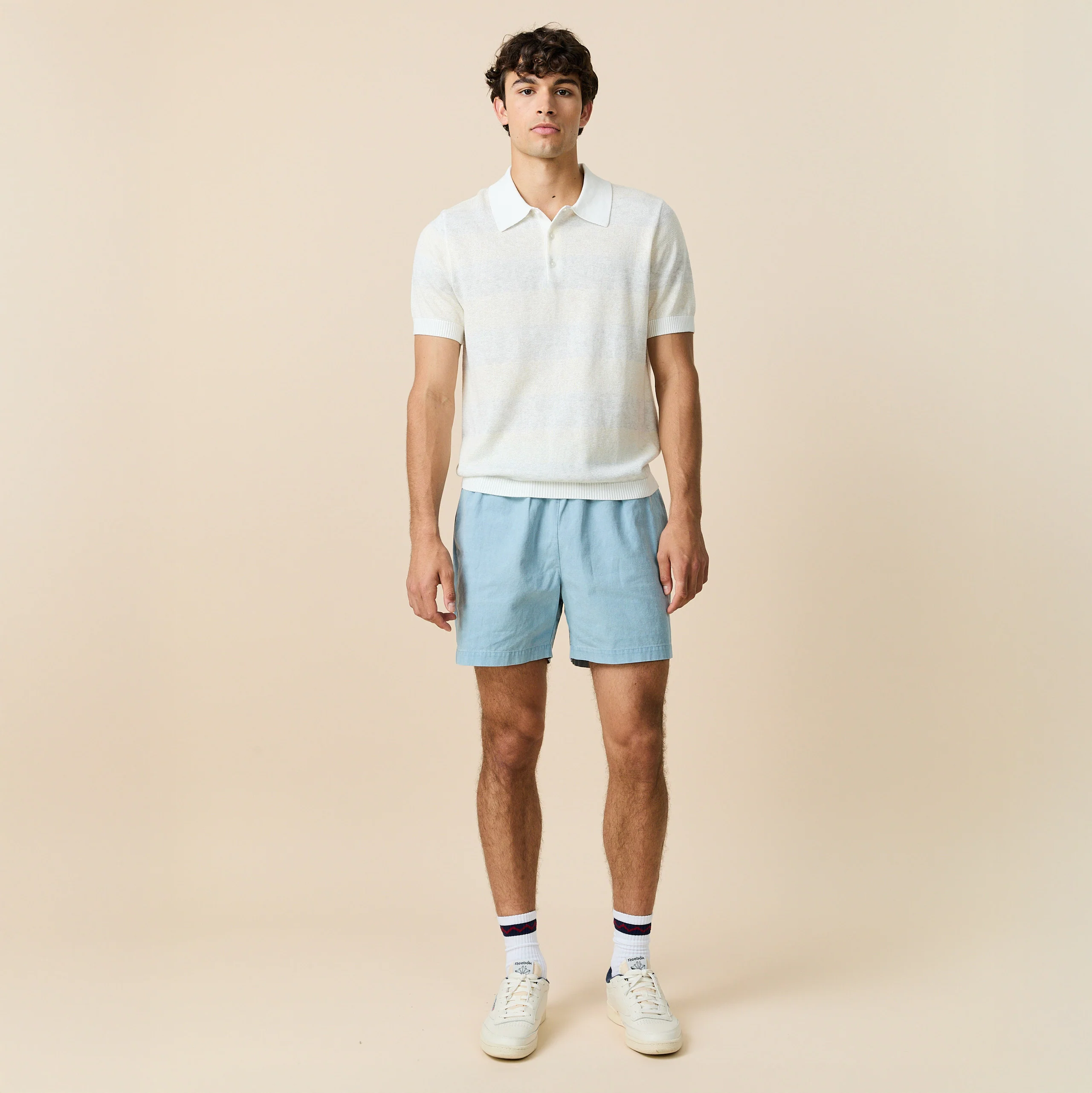 Men's Tonal Striped Polo White - Image 3