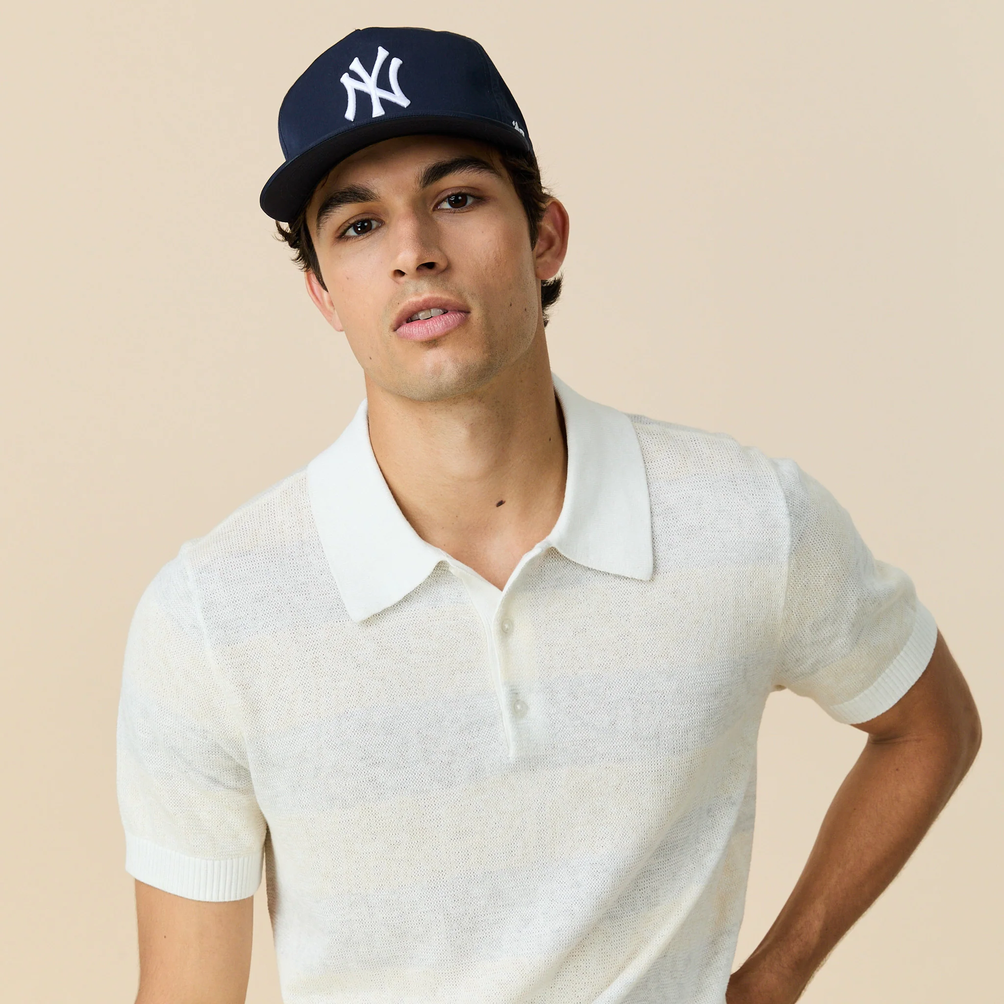 Men's Tonal Striped Polo White - Image 4