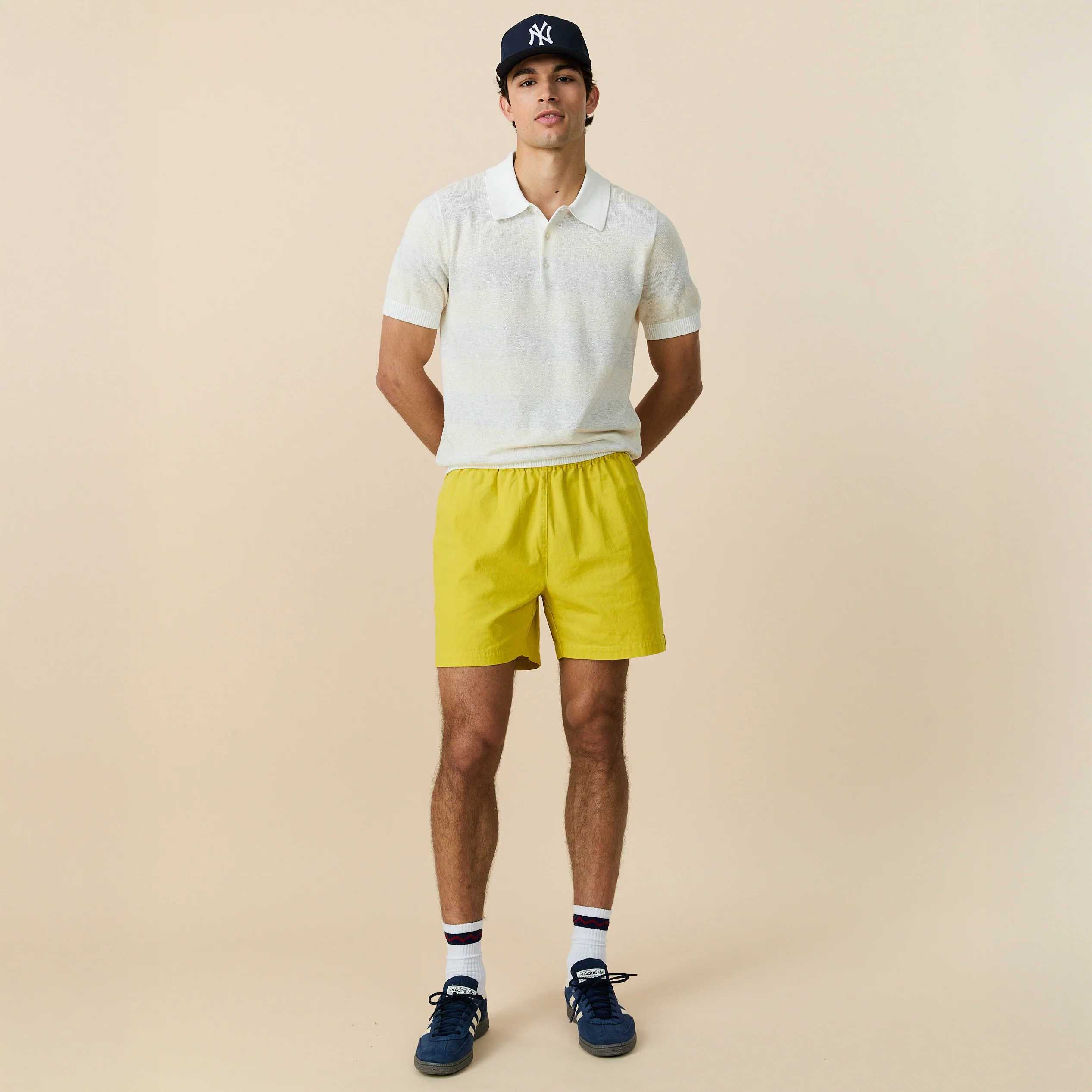 Men's Tonal Striped Polo White - Image 6