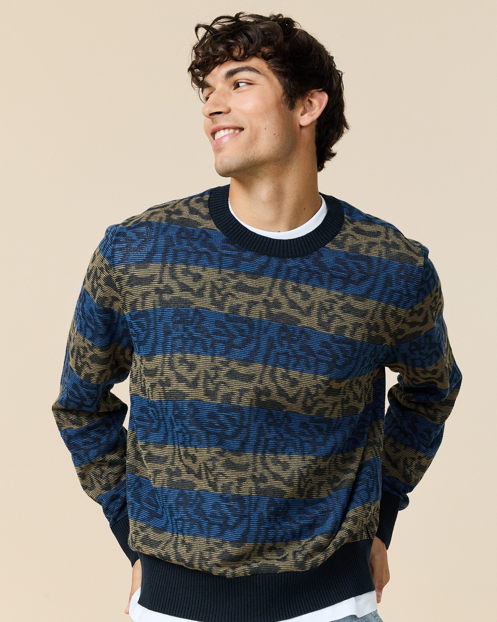 Tonal Striped Sweater Blue Black Tonal Stripe - Image 3