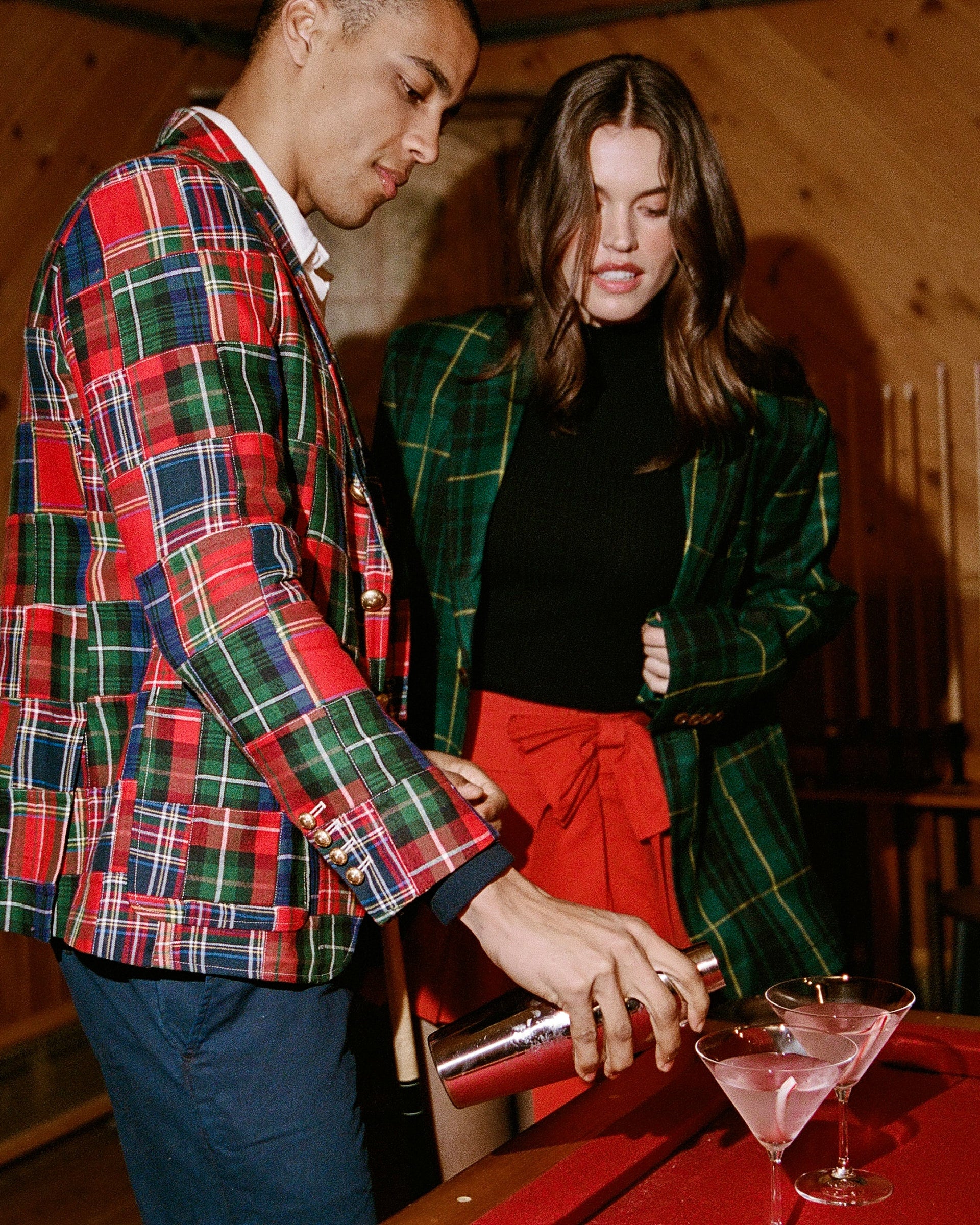 Men's Twill Patchwork Blazer Holiday Patchwork Plaid - Image 6