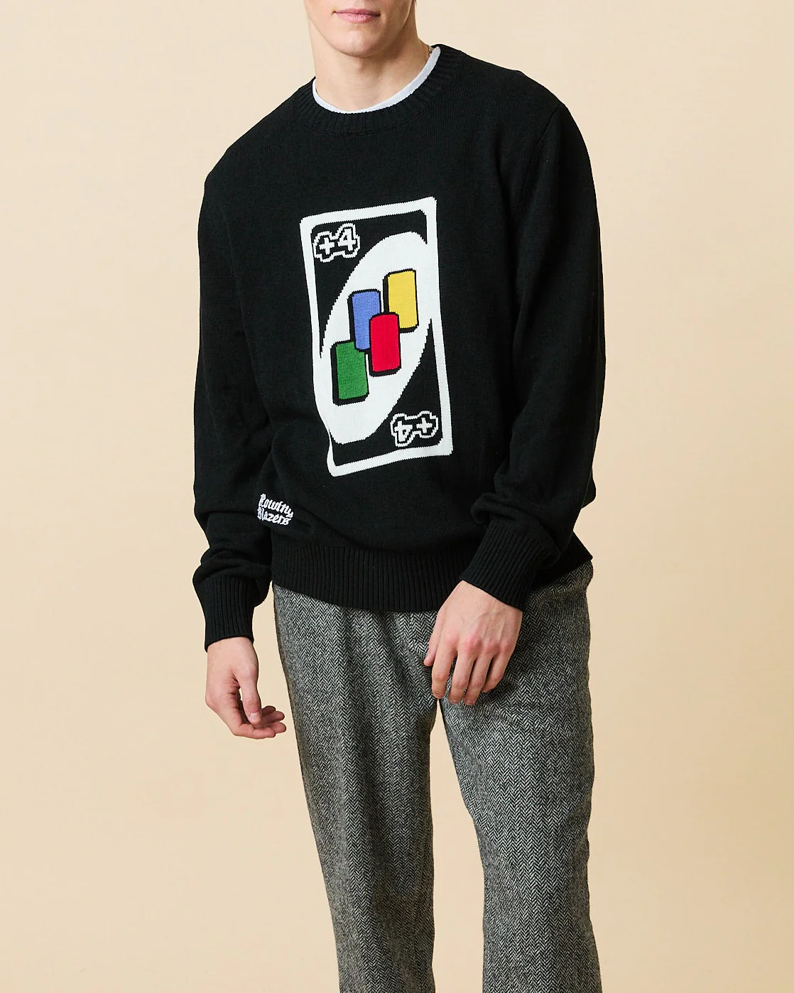 Men's UNO™ Draw Four Cotton Sweater Black - Image 3