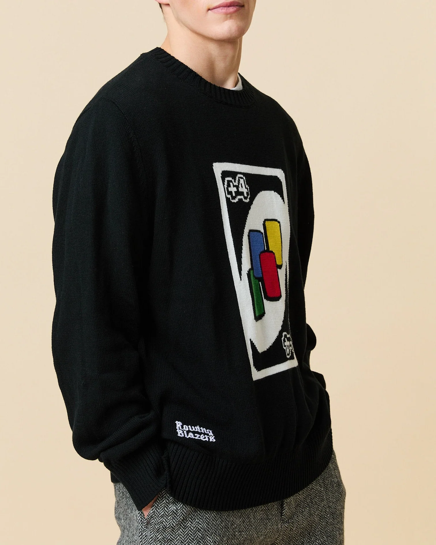 Men's UNO™ Draw Four Cotton Sweater Black - Image 4
