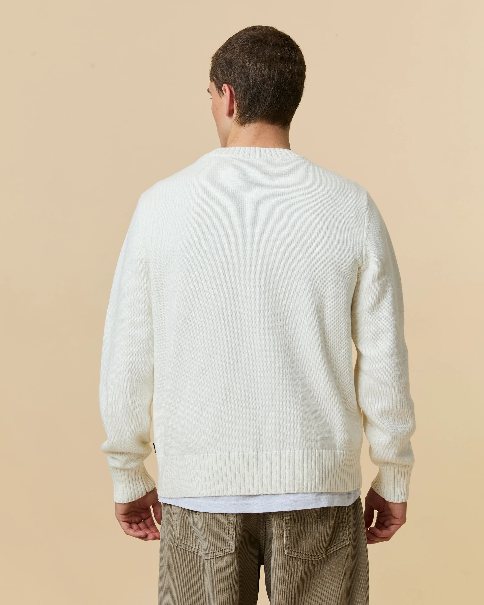 Men's UNO™ Reverse Cotton Cashmere Sweater Cream - Image 5