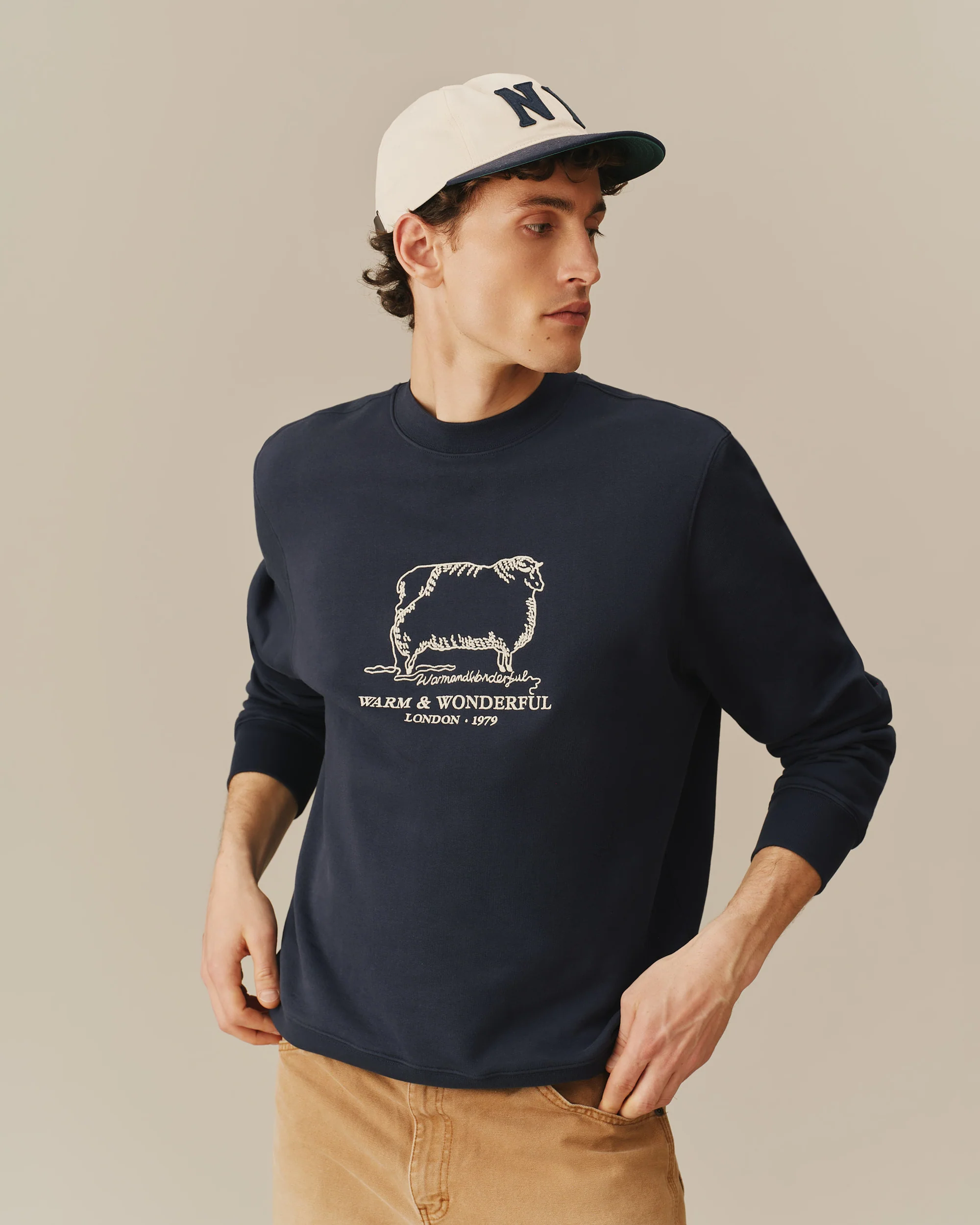 Warm & Wonderful Sheep Crewneck Navy