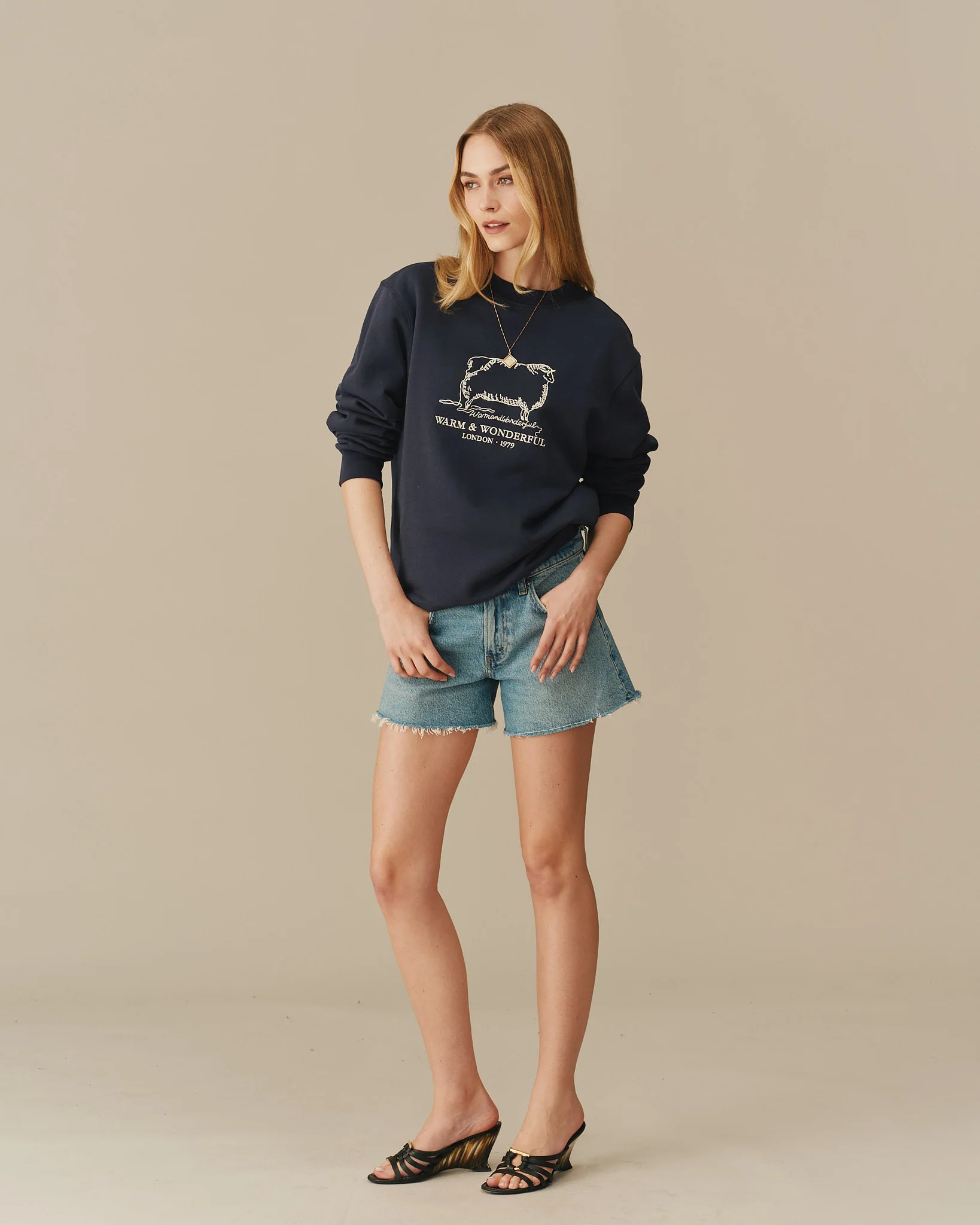 Warm & Wonderful Sheep Crewneck Navy - Image 5
