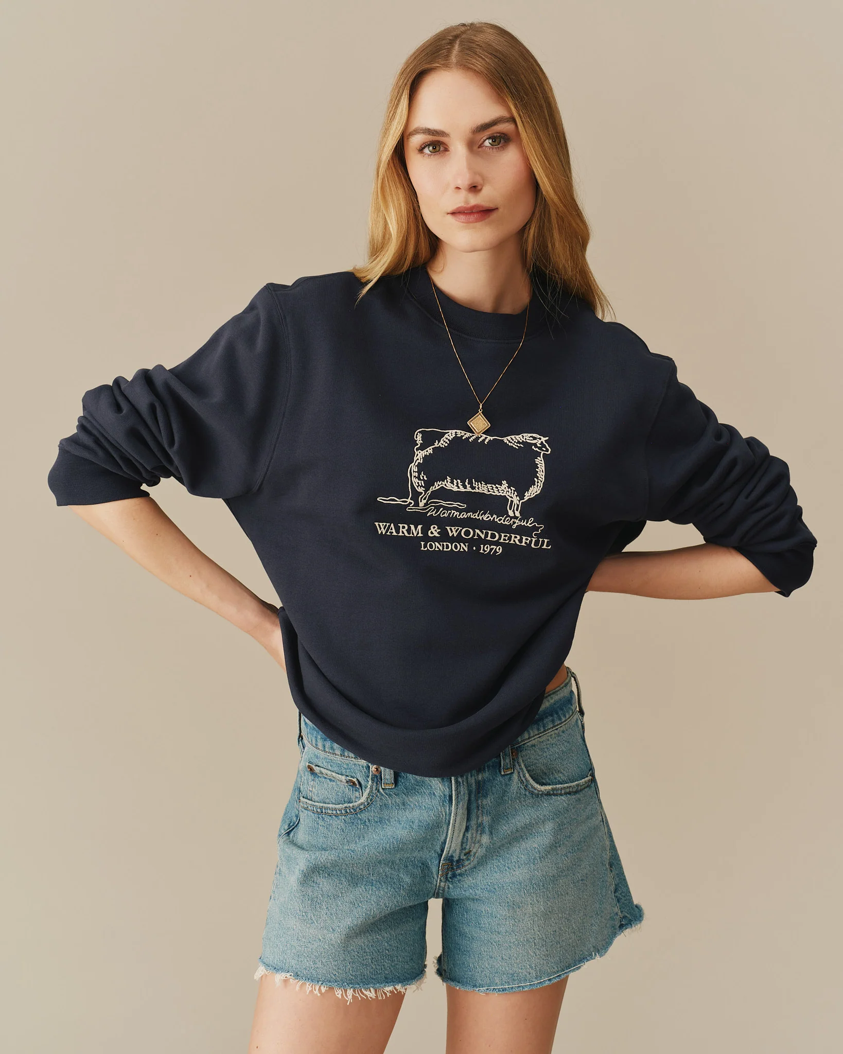 Warm & Wonderful Sheep Crewneck Navy - Image 6