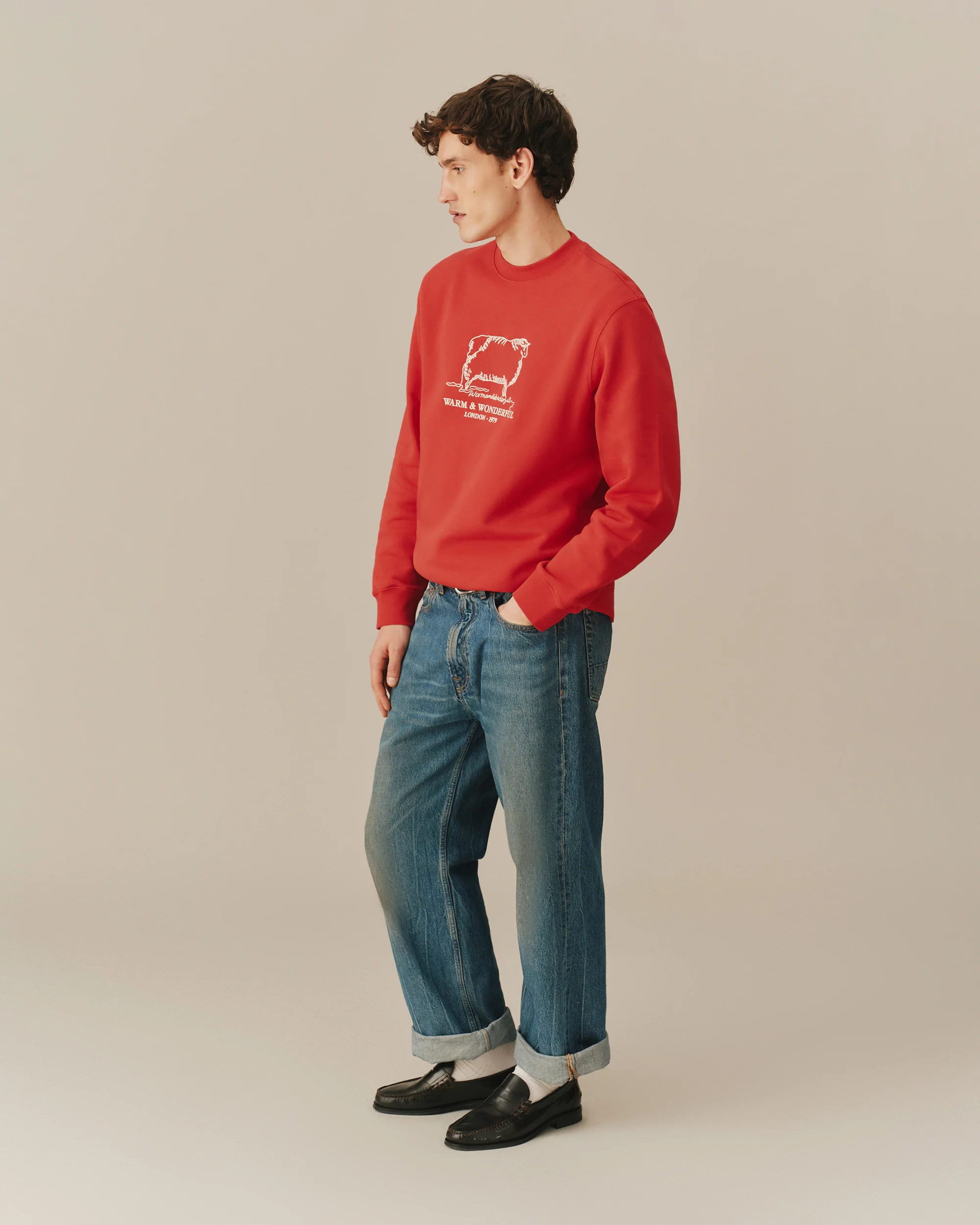 Warm & Wonderful Sheep Crewneck Red - Image 3