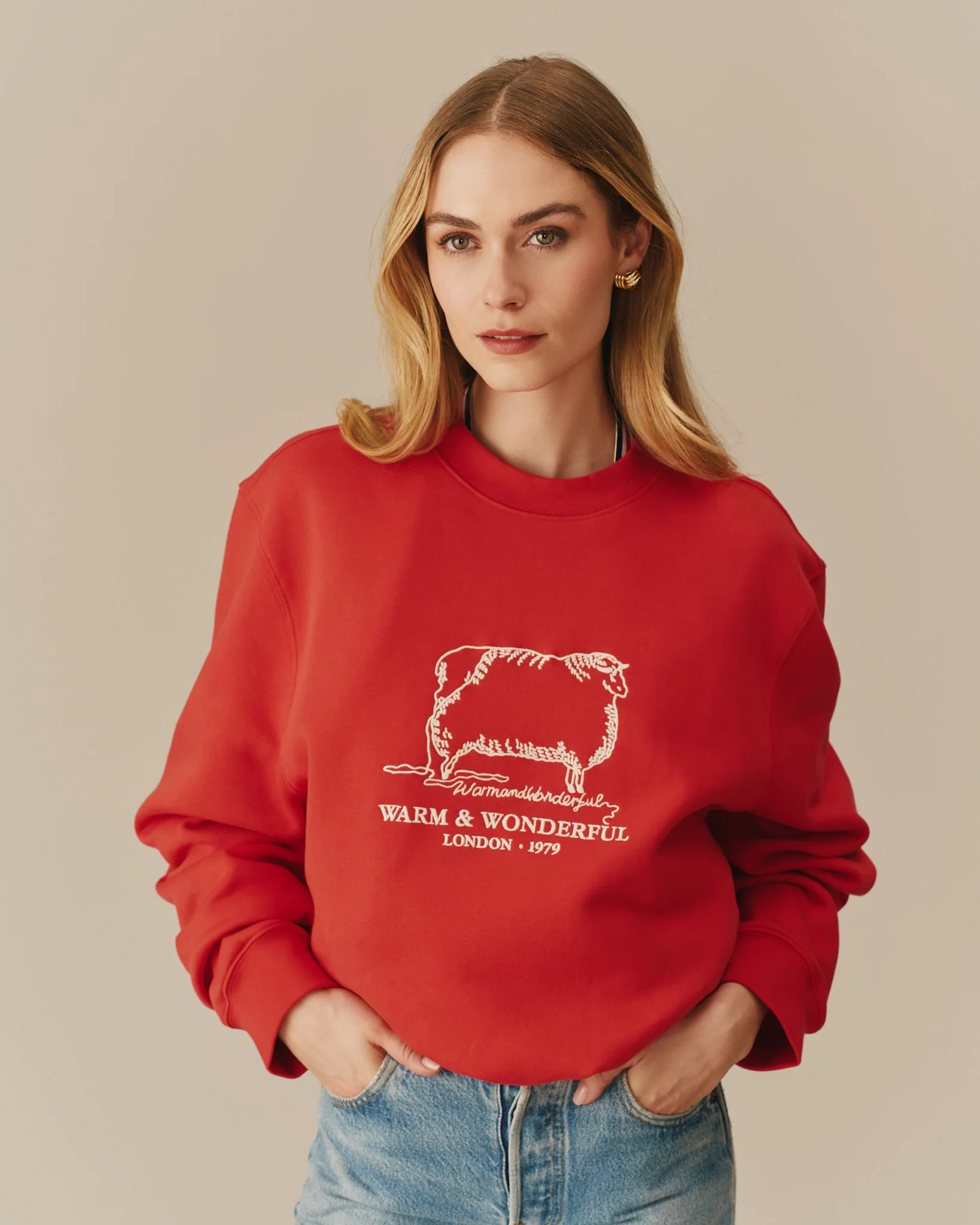 Warm & Wonderful Sheep Crewneck Red - Image 4
