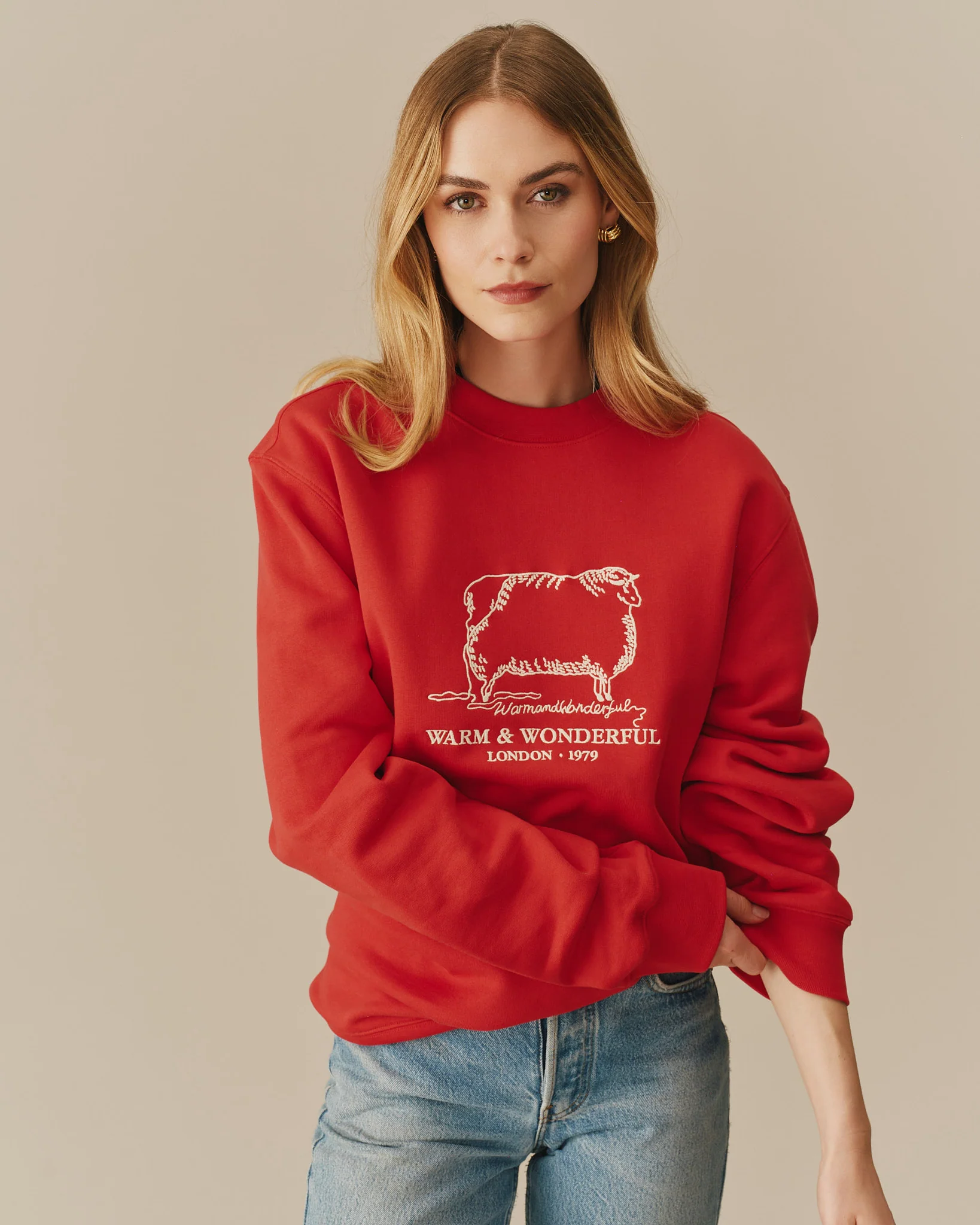 Warm & Wonderful Sheep Crewneck Red - Image 6