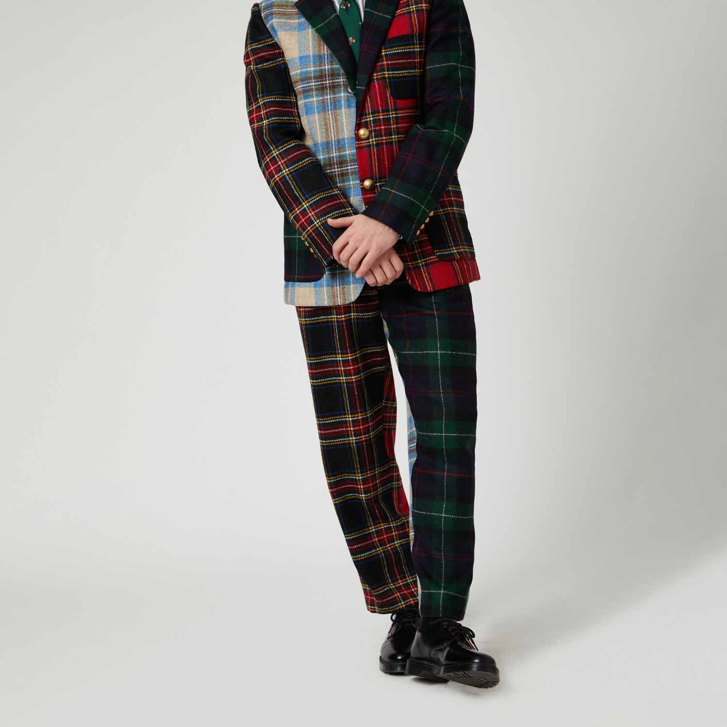 Men's Wool Tartan Relaxed Pleated Pant Cocktail Holiday - Image 2