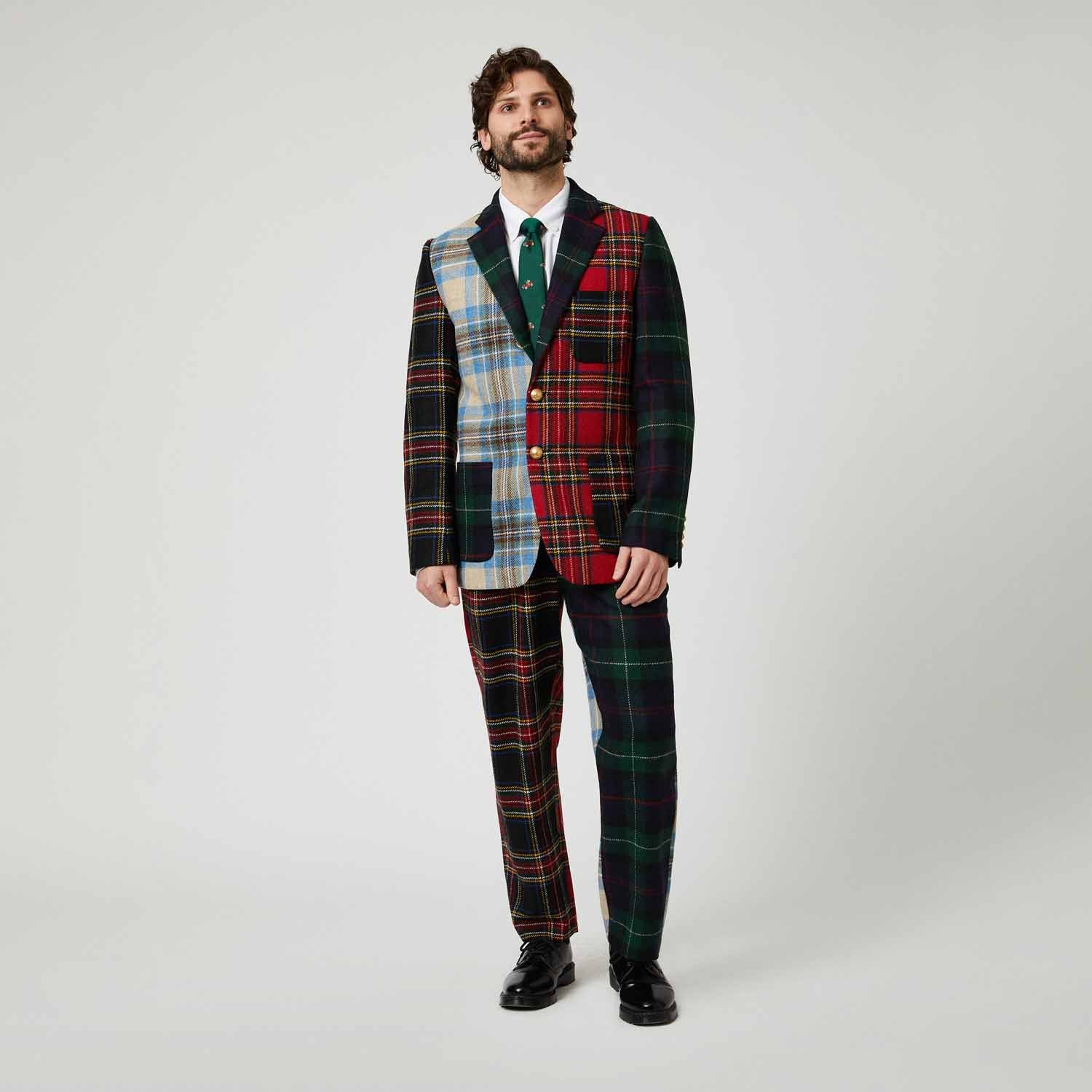 Men's Wool Tartan Relaxed Pleated Pant Cocktail Holiday - Image 4