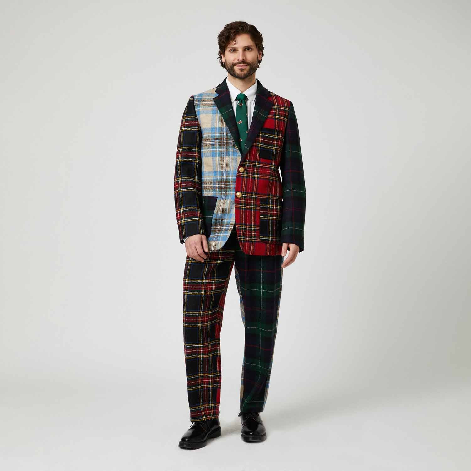 Men's Wool Tartan Relaxed Pleated Pant Cocktail Holiday - Image 5