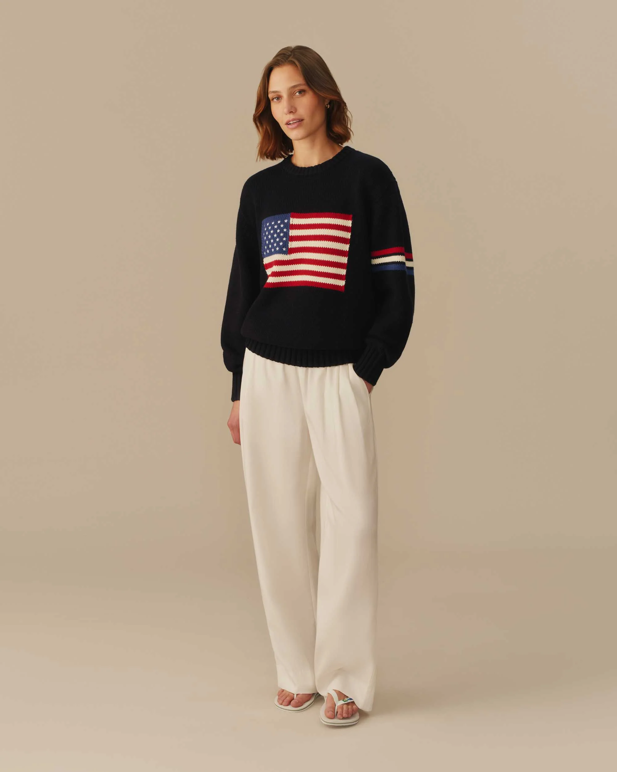 USA Flag Crewneck Sweater Navy - Image 6