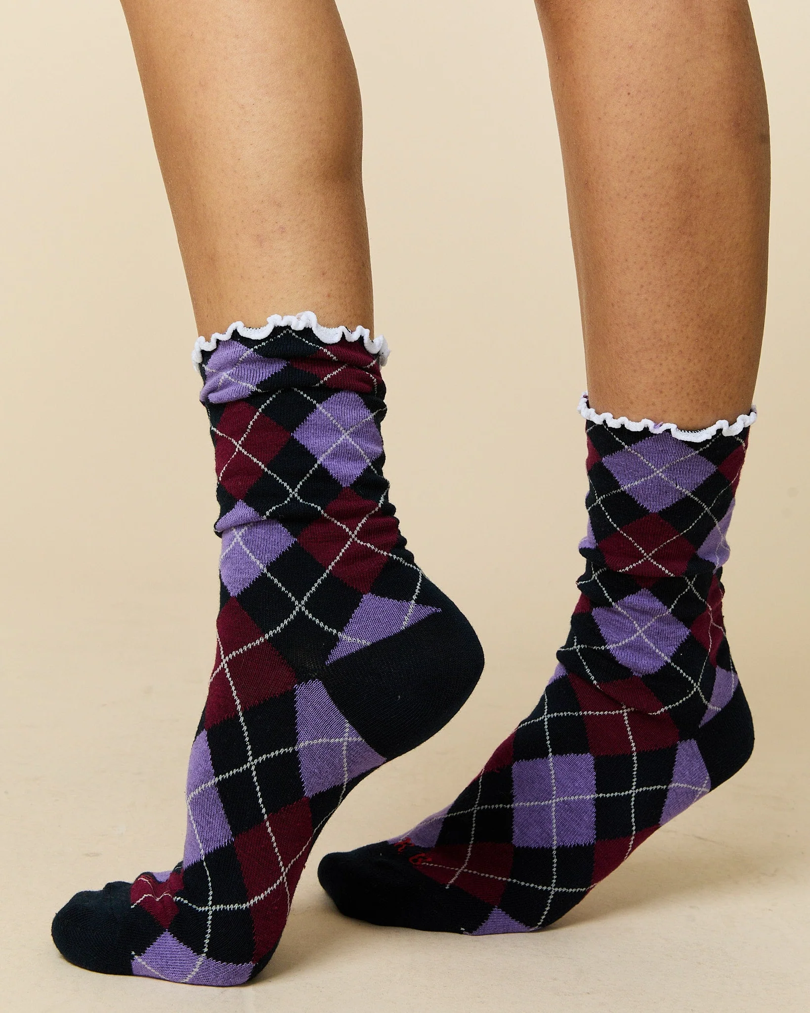 Women's Argyle Socks Purple Argyle - Image 2