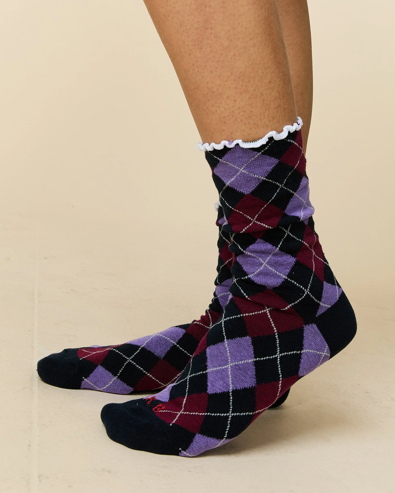 Women's Argyle Socks Purple Argyle - Image 3