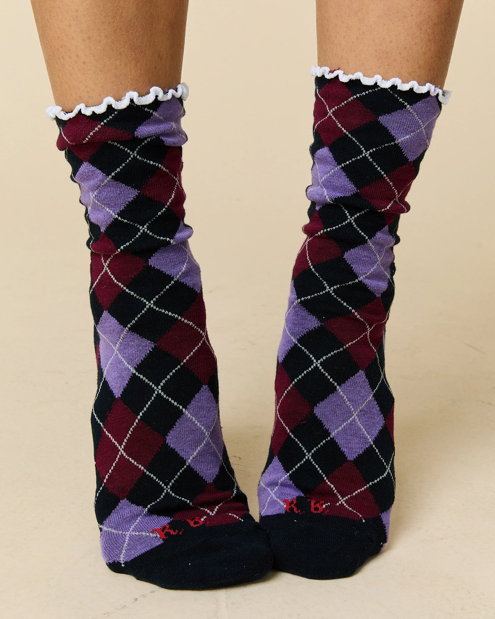 Women's Argyle Socks Purple Argyle - Image 4