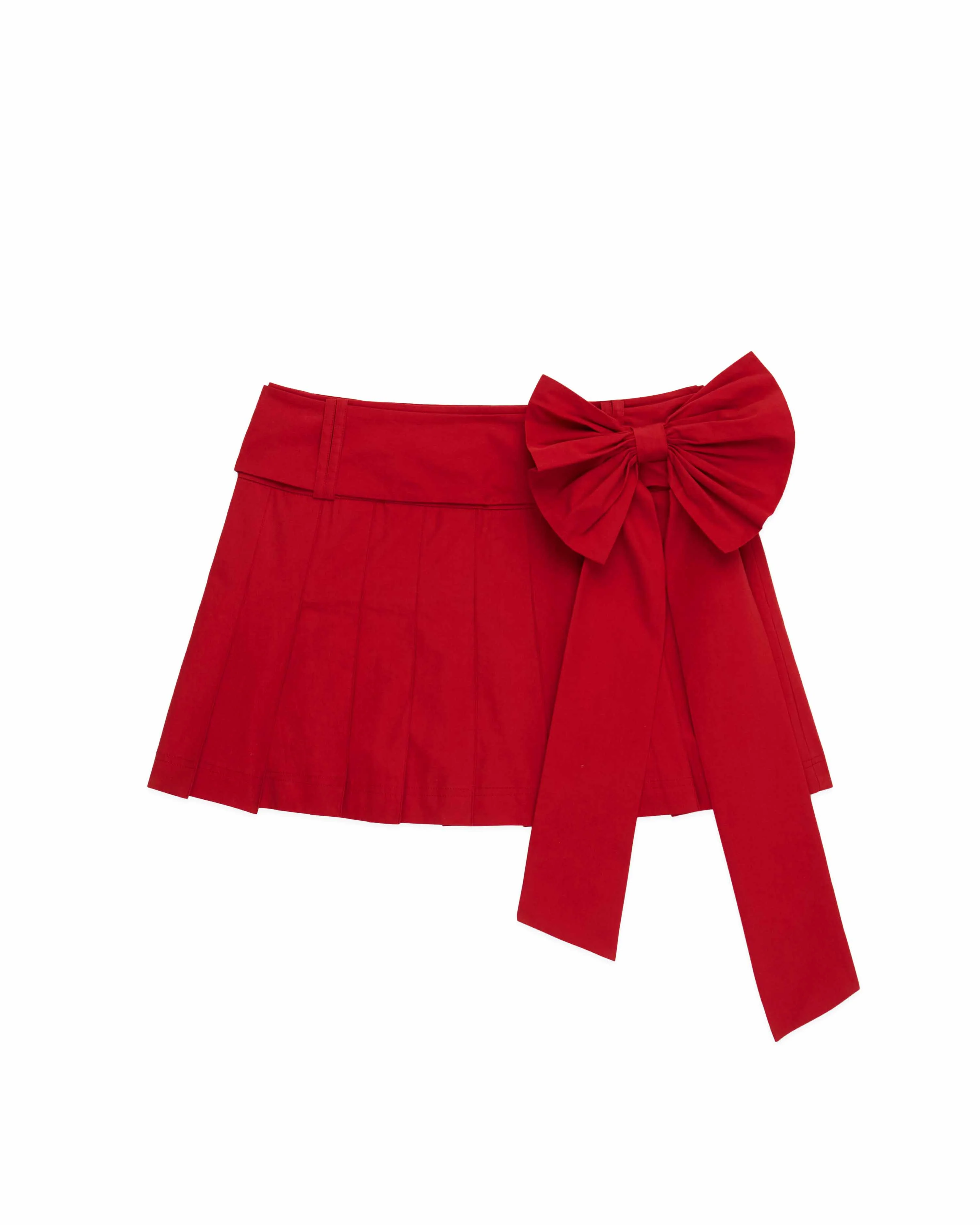 Women's Bow Pleated Skirt Red - Image 3