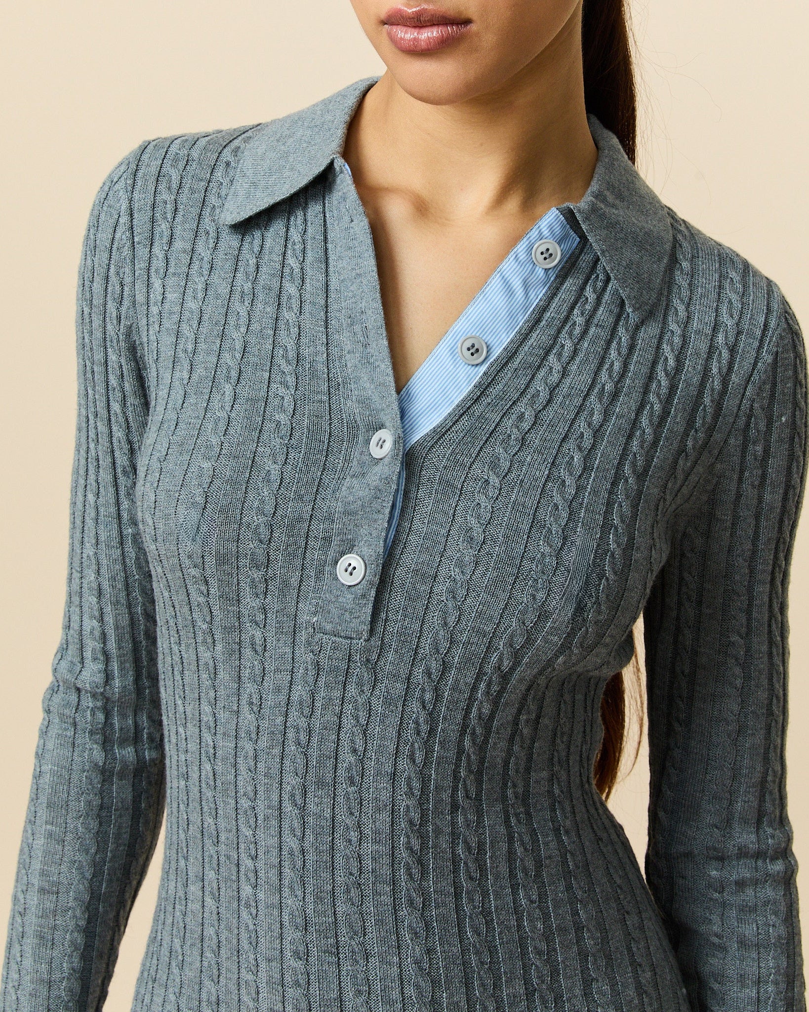 Women's Cable Cardigan Dress Heather Gray - Image 3