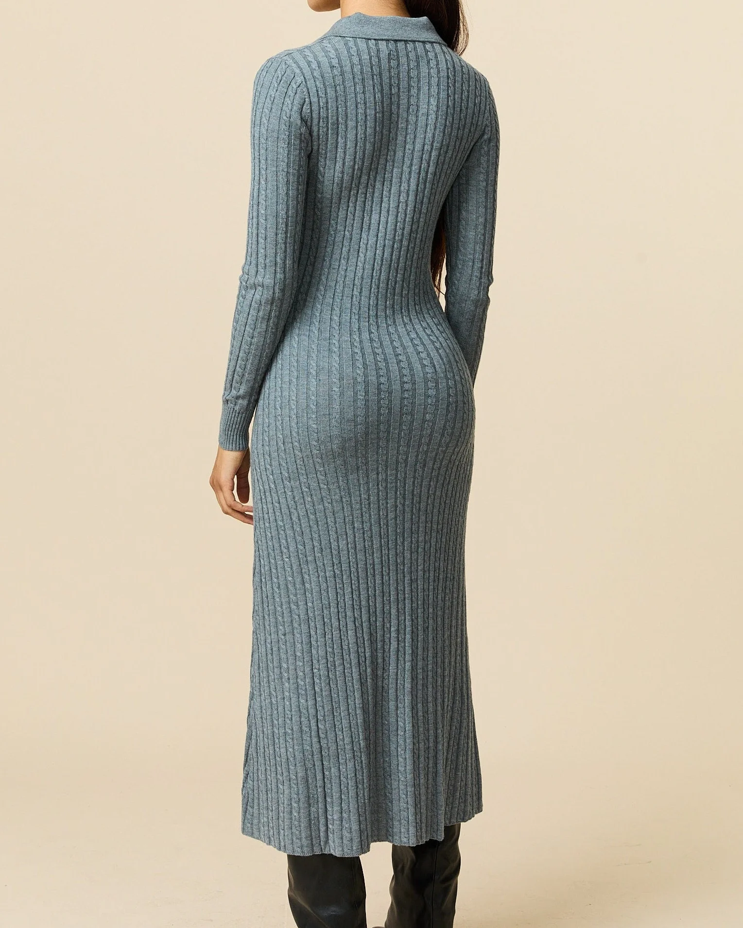 Women's Cable Cardigan Dress Heather Gray - Image 5