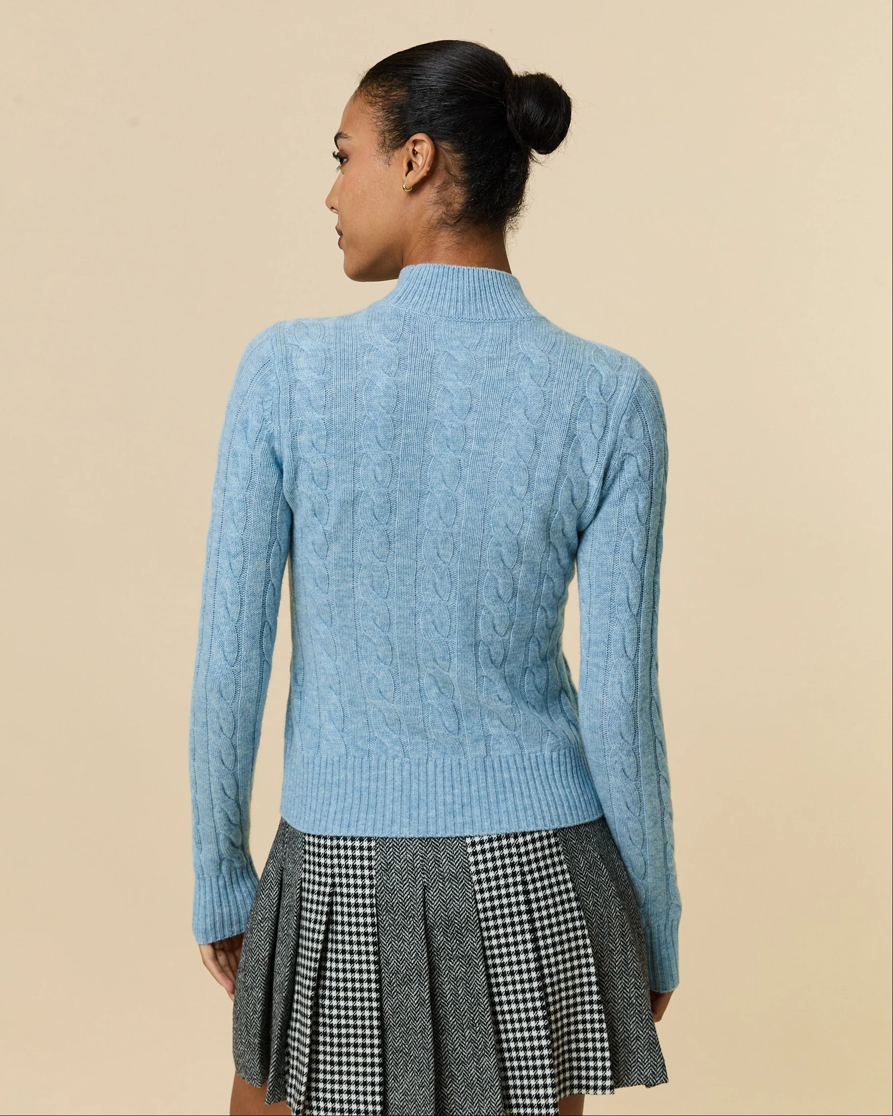 Cashmere Cable Sheep Turtleneck Blue - Image 6