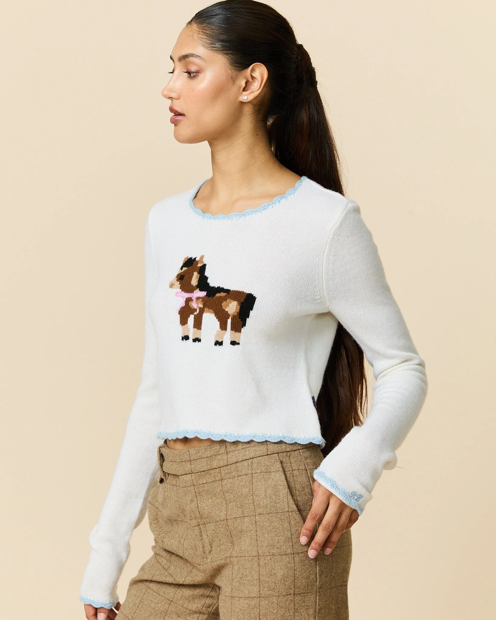 Cashmere Show Pony Sweater Cream - Image 3