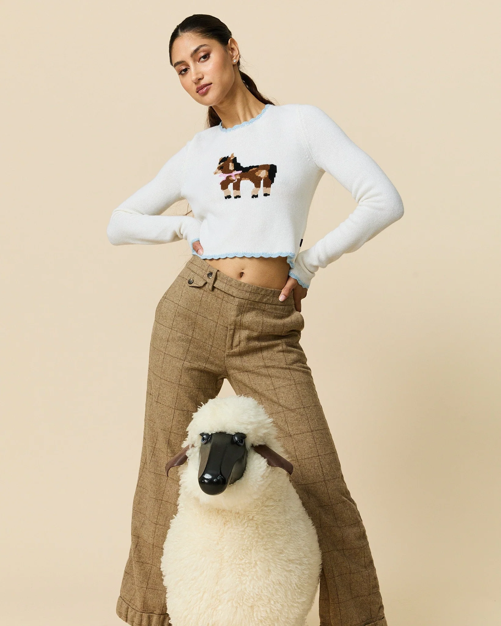 Cashmere Show Pony Sweater Cream - Image 5
