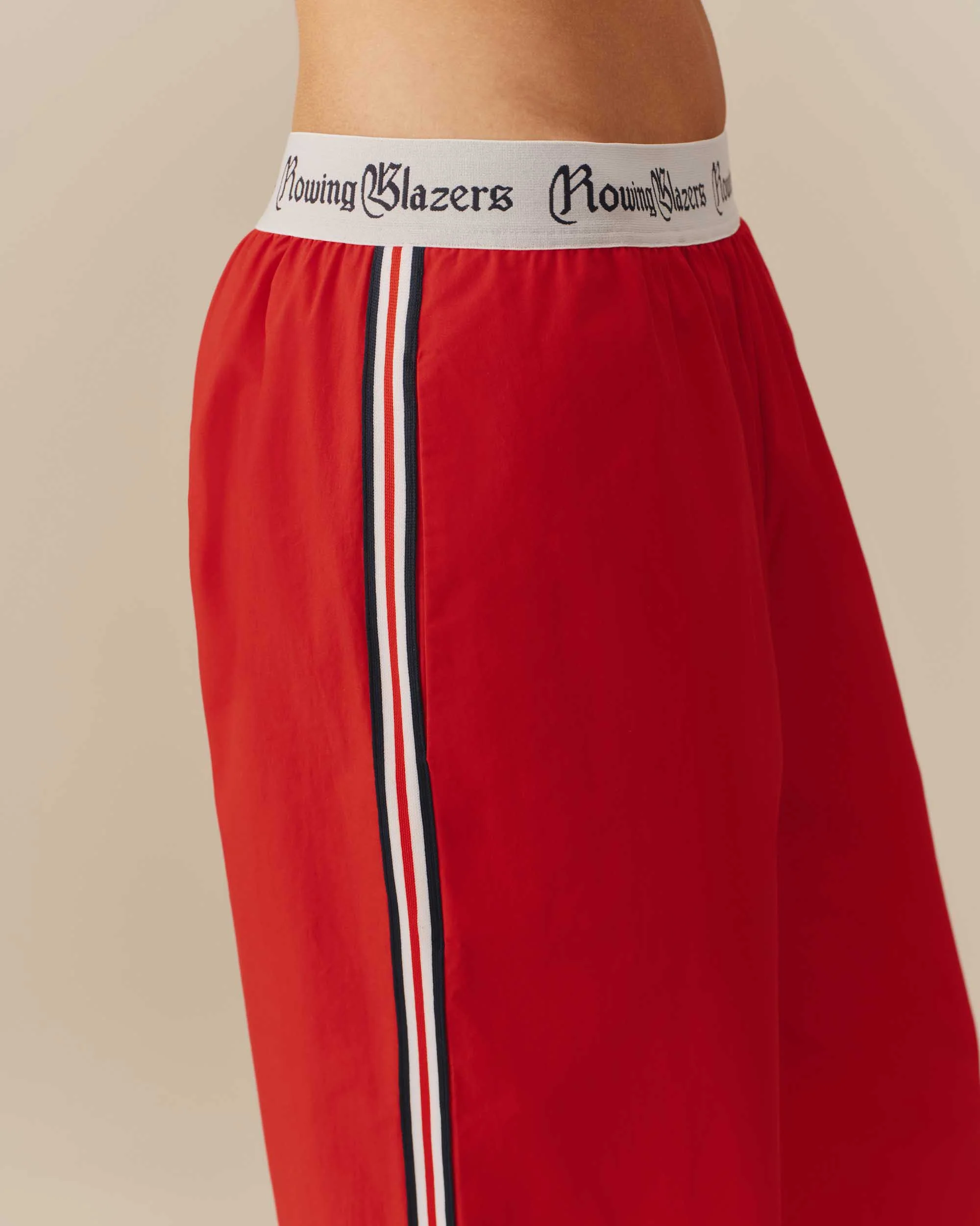 Women's Contrast Ribbon Poplin Pant Red - Image 2