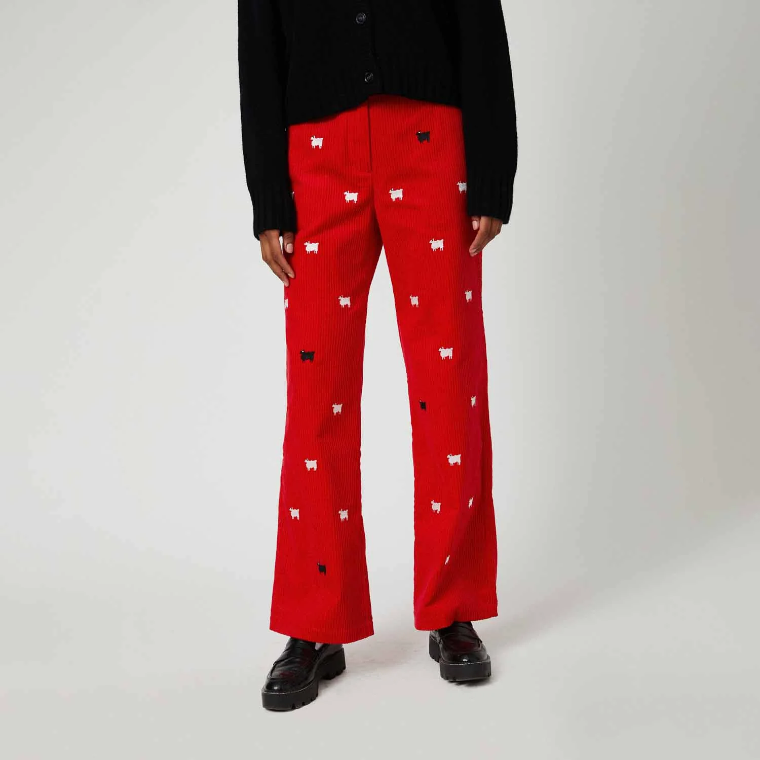 Women's Corduroy Sheep Critter Pant Diana Red - Image 2