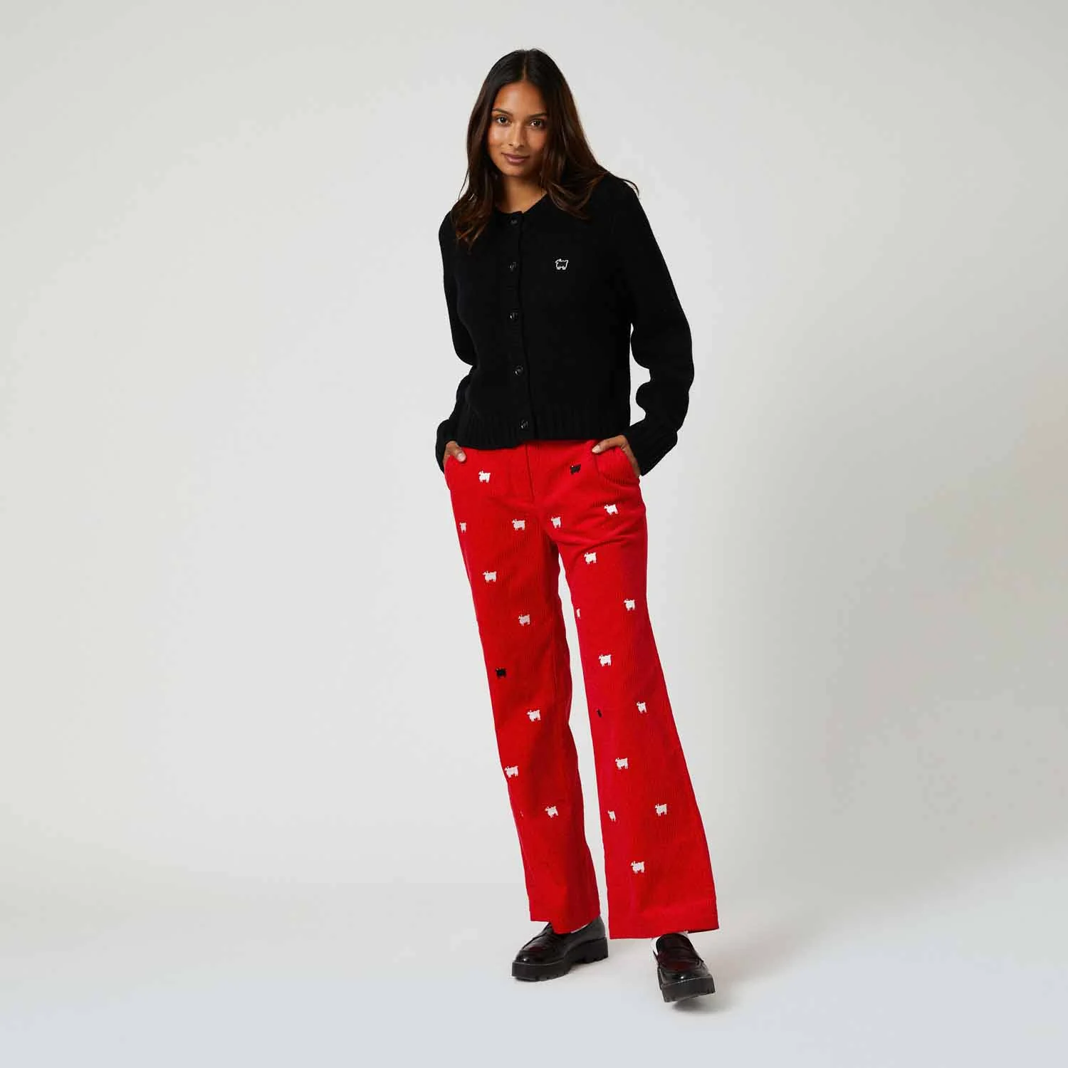 Women's Corduroy Sheep Critter Pant Diana Red - Image 6