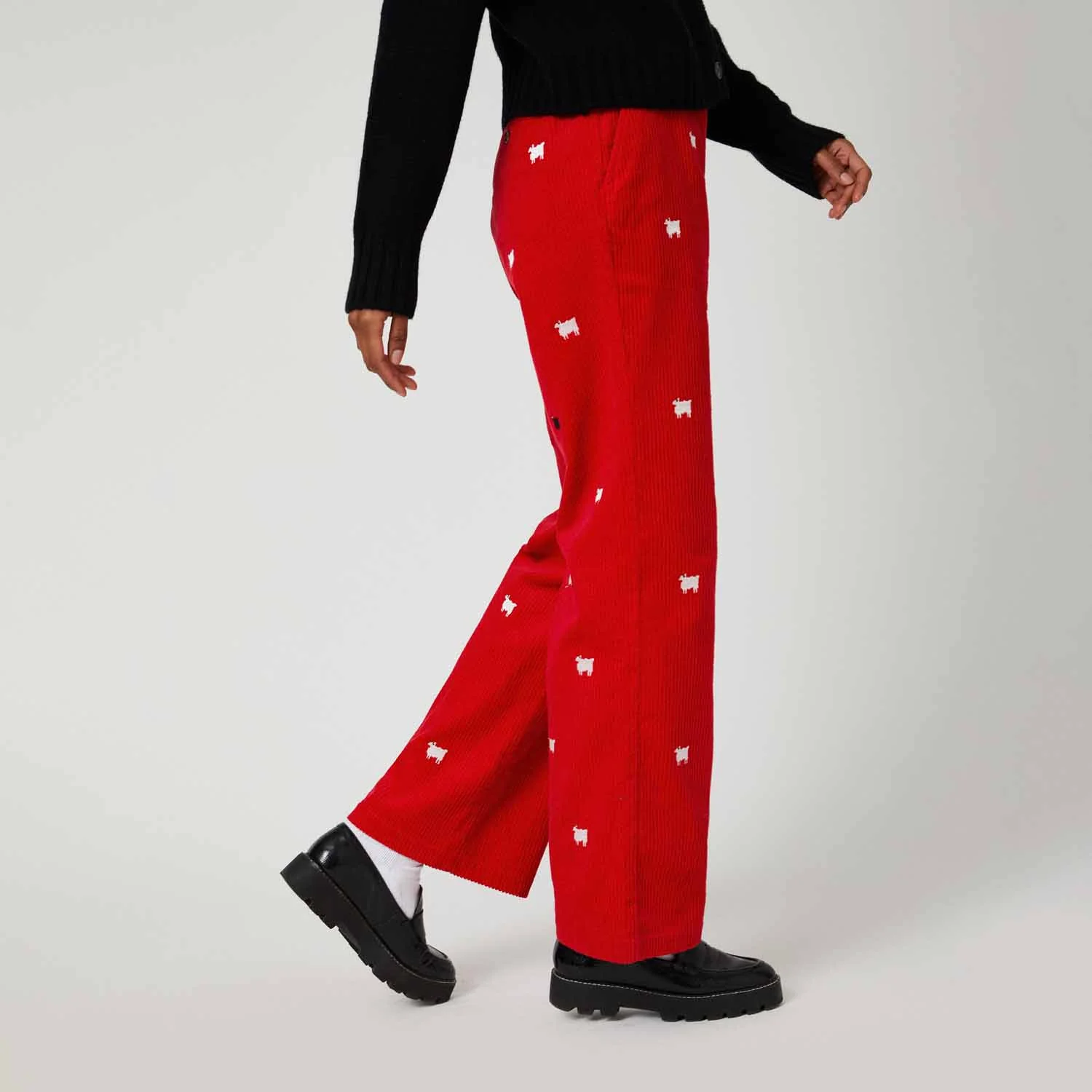 Women's Corduroy Sheep Critter Pant Diana Red - Image 7