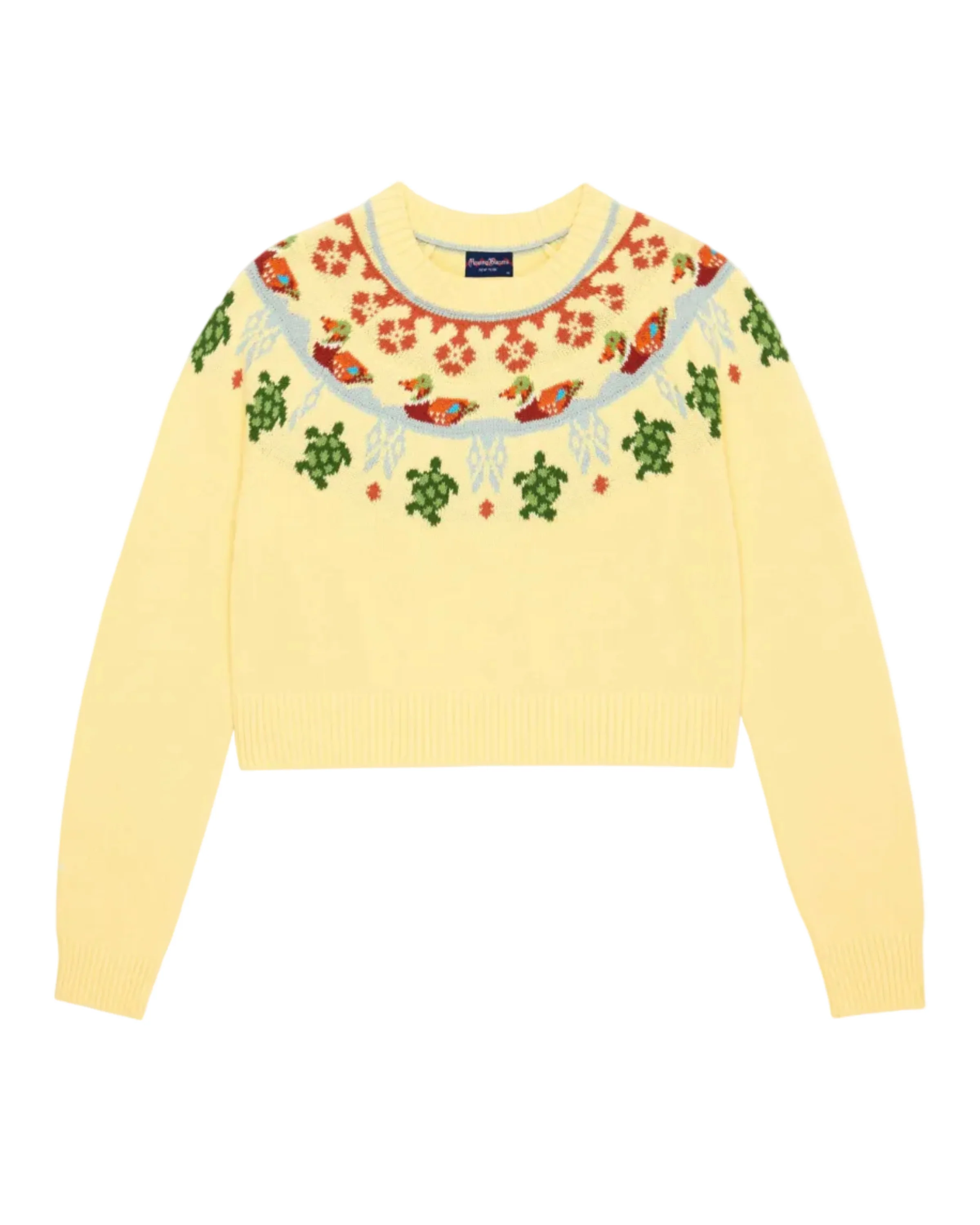 Cotton Fairisle Cropped Sweater Yellow