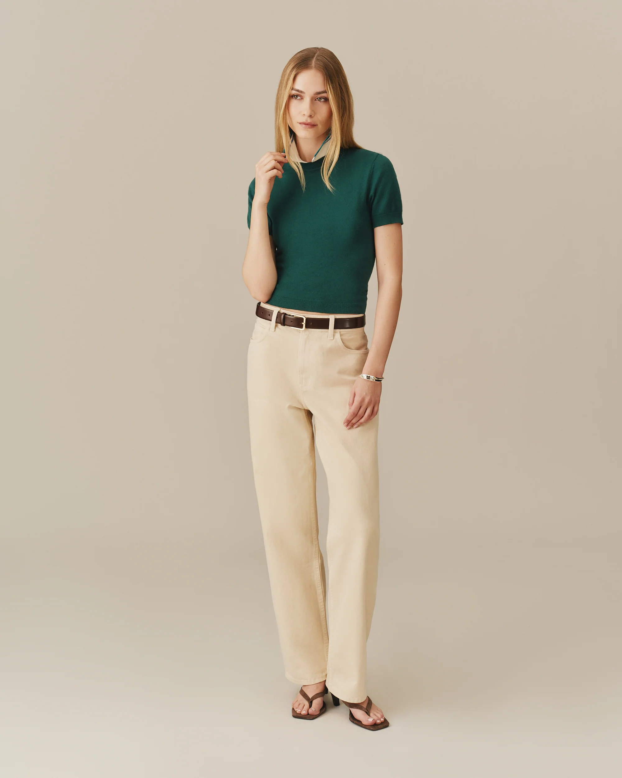 Women's Cotton Knit Tee Green - Image 4