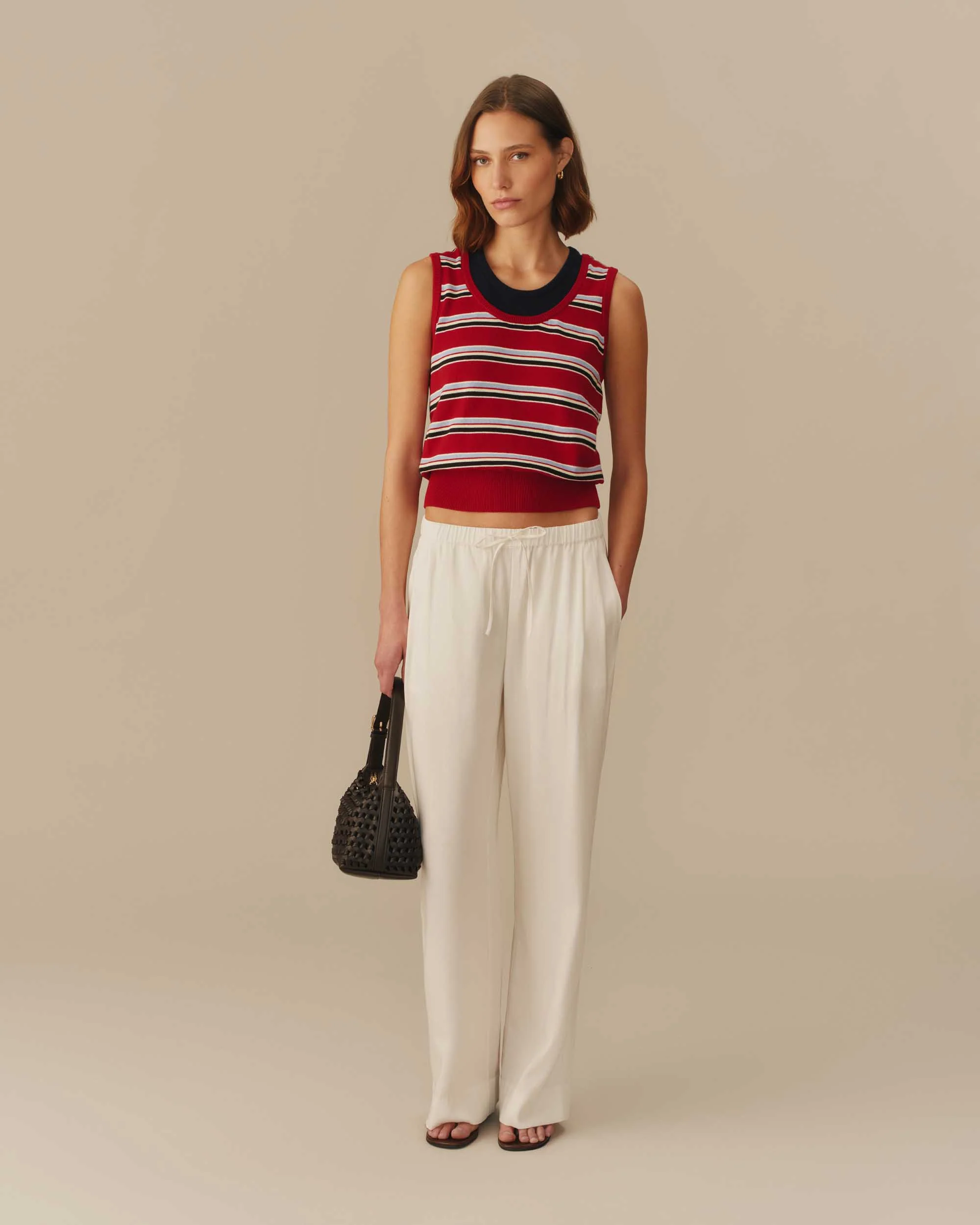 Women's Cotton Layered & Striped Knit Tank Multi-Color - Image 2