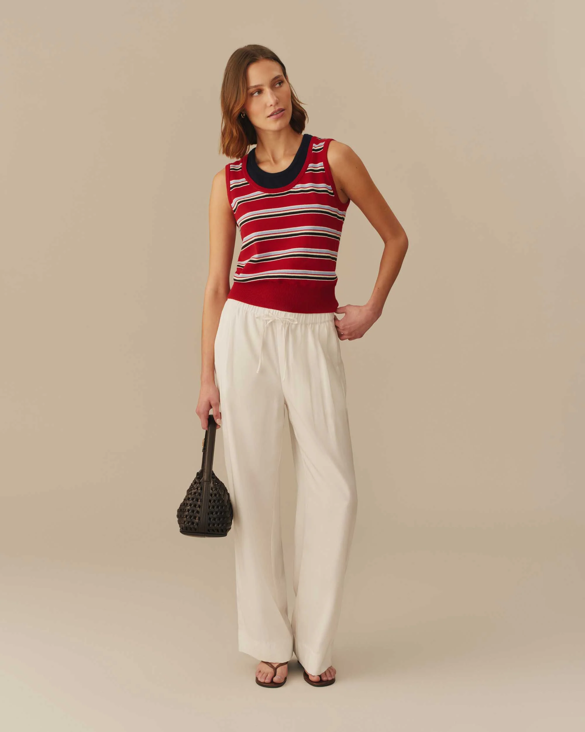 Women's Cotton Layered & Striped Knit Tank Multi-Color - Image 3