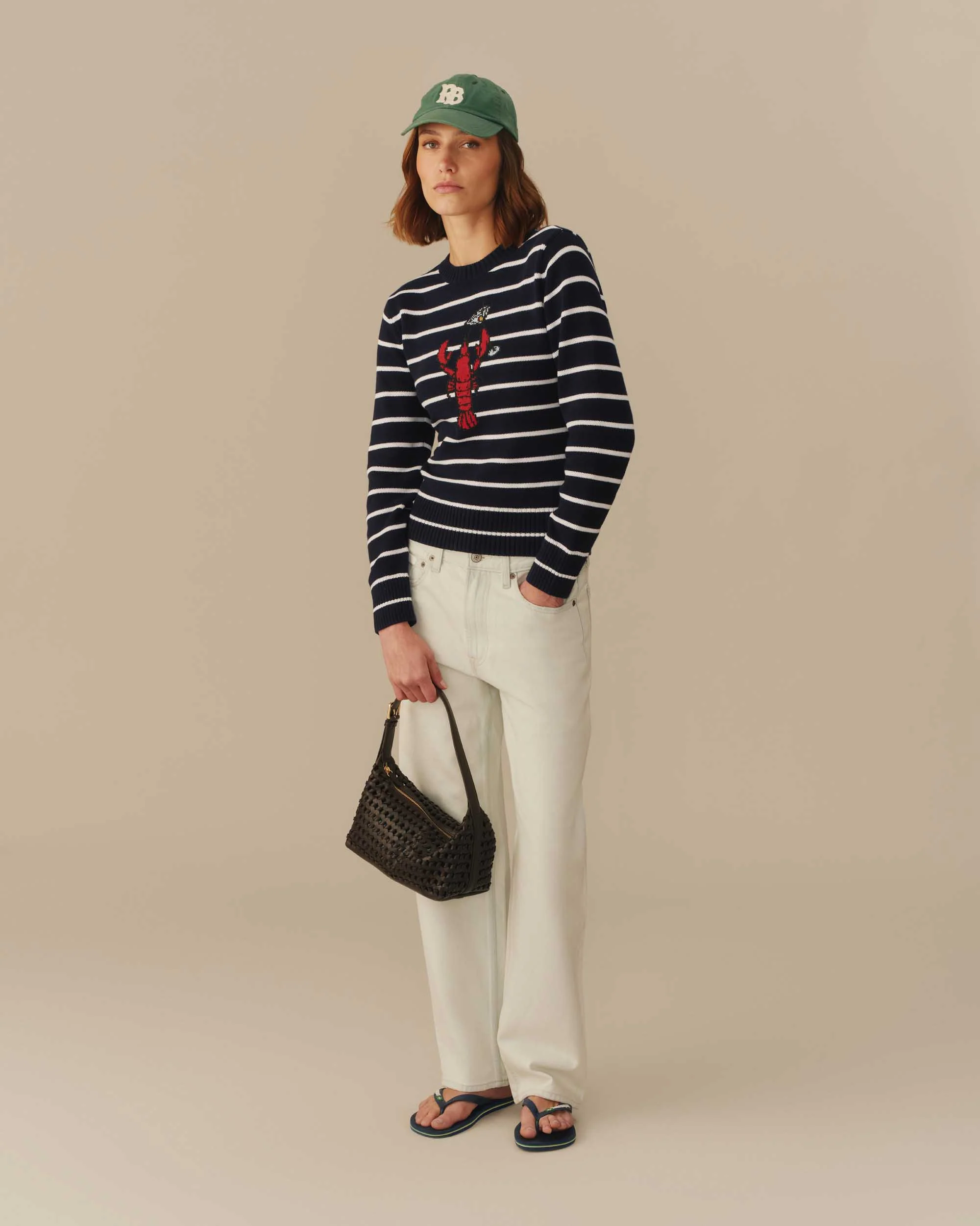 Cotton Lobster & Martini Striped Sweater Navy - Image 3