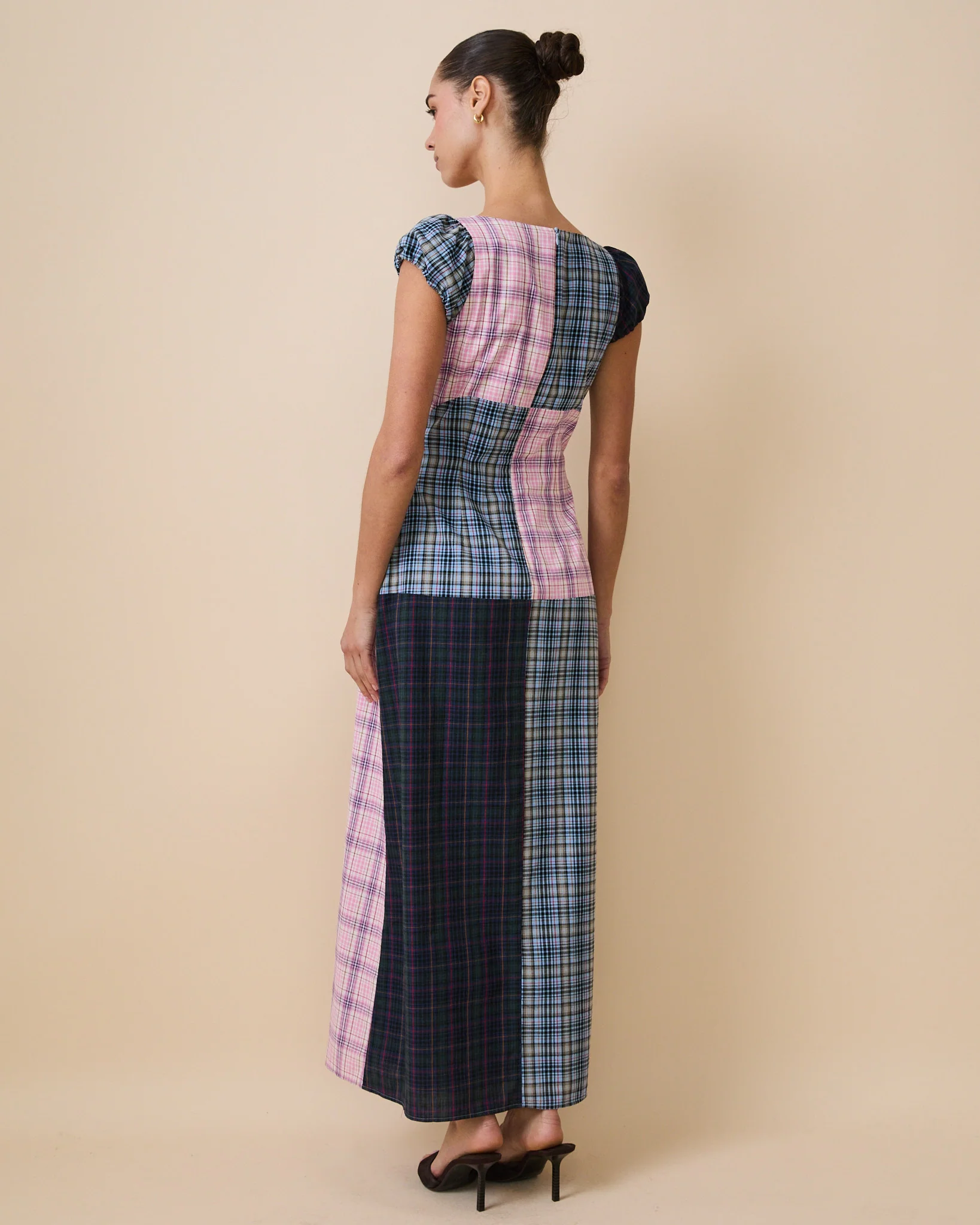 Women's Cotton Patch Work Plaid Dress Mixed Plaid - Image 8