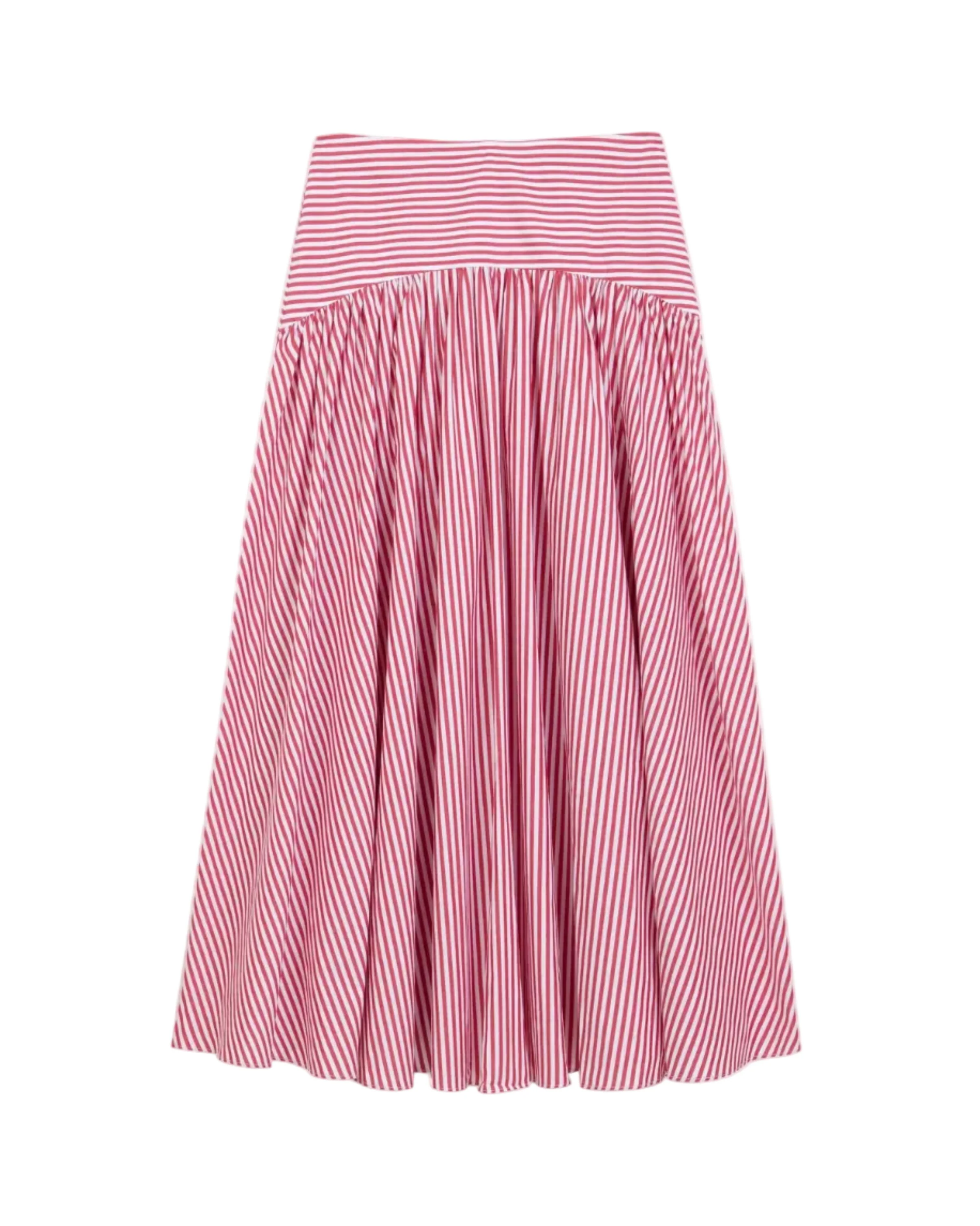 Women's Cotton Poplin Pinstripe Skirt Red Stripe