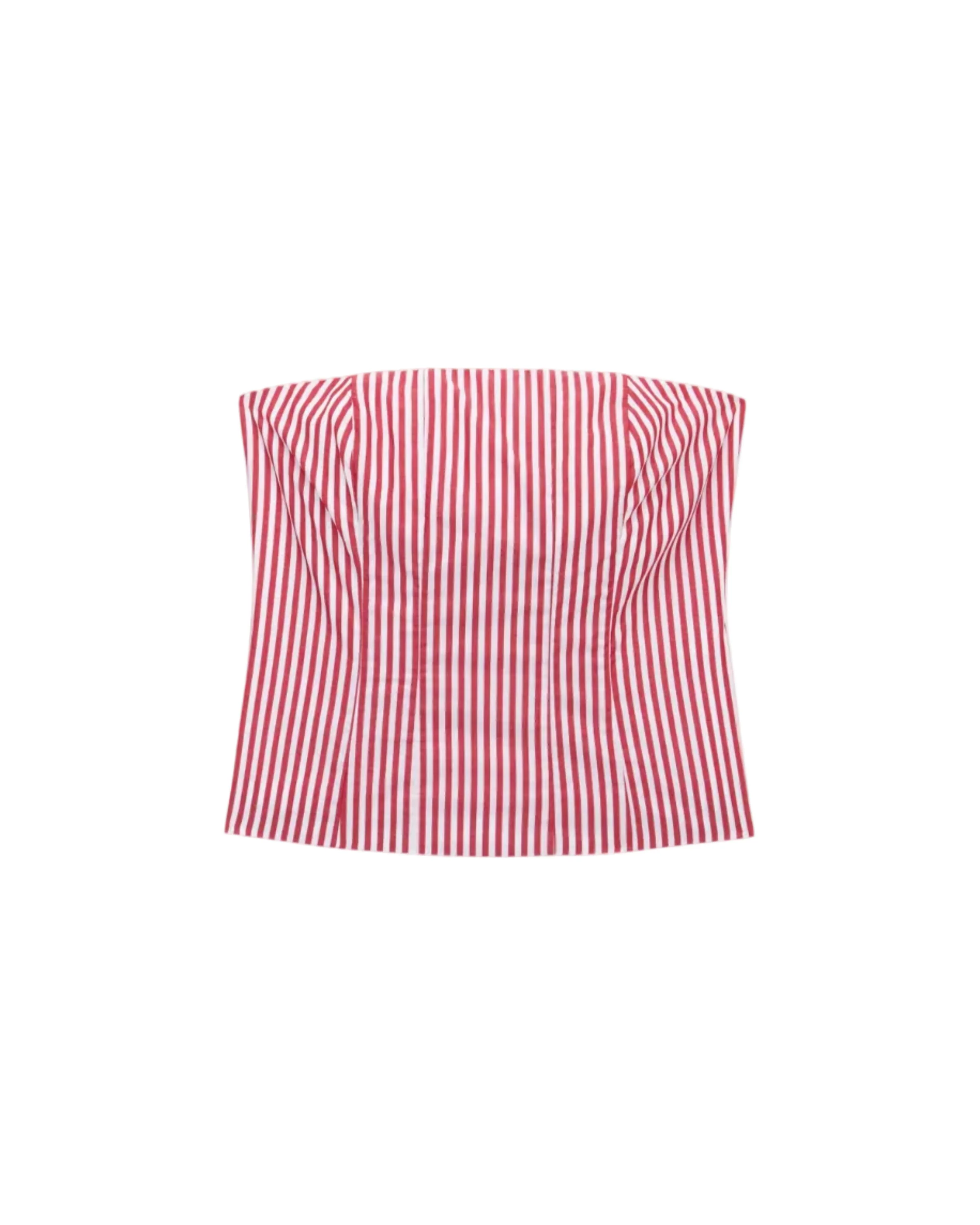 Women's Cotton Poplin Pinstripe Top Red Stripe