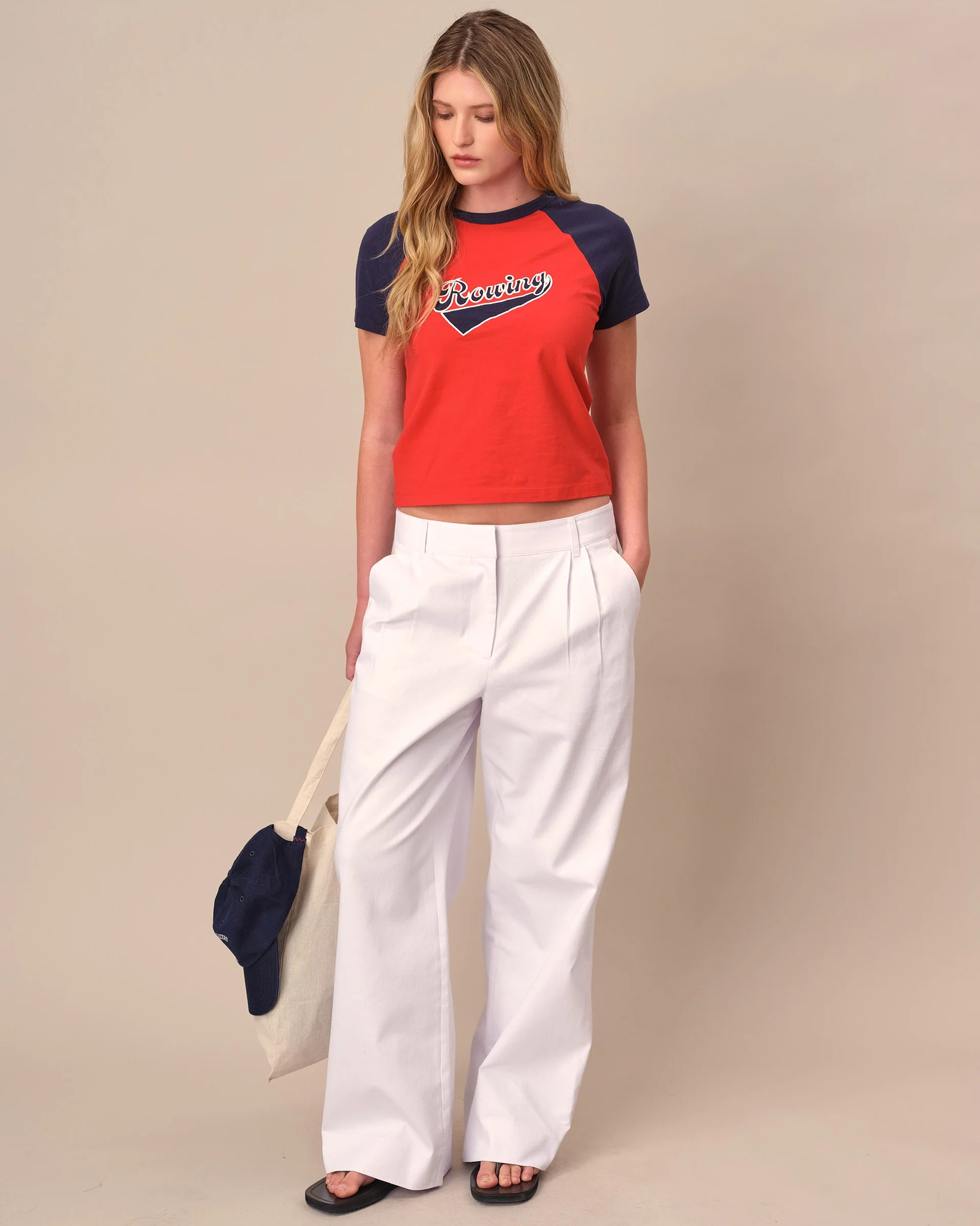 Women's Cotton Raglan Rowing Tee Red - Image 2