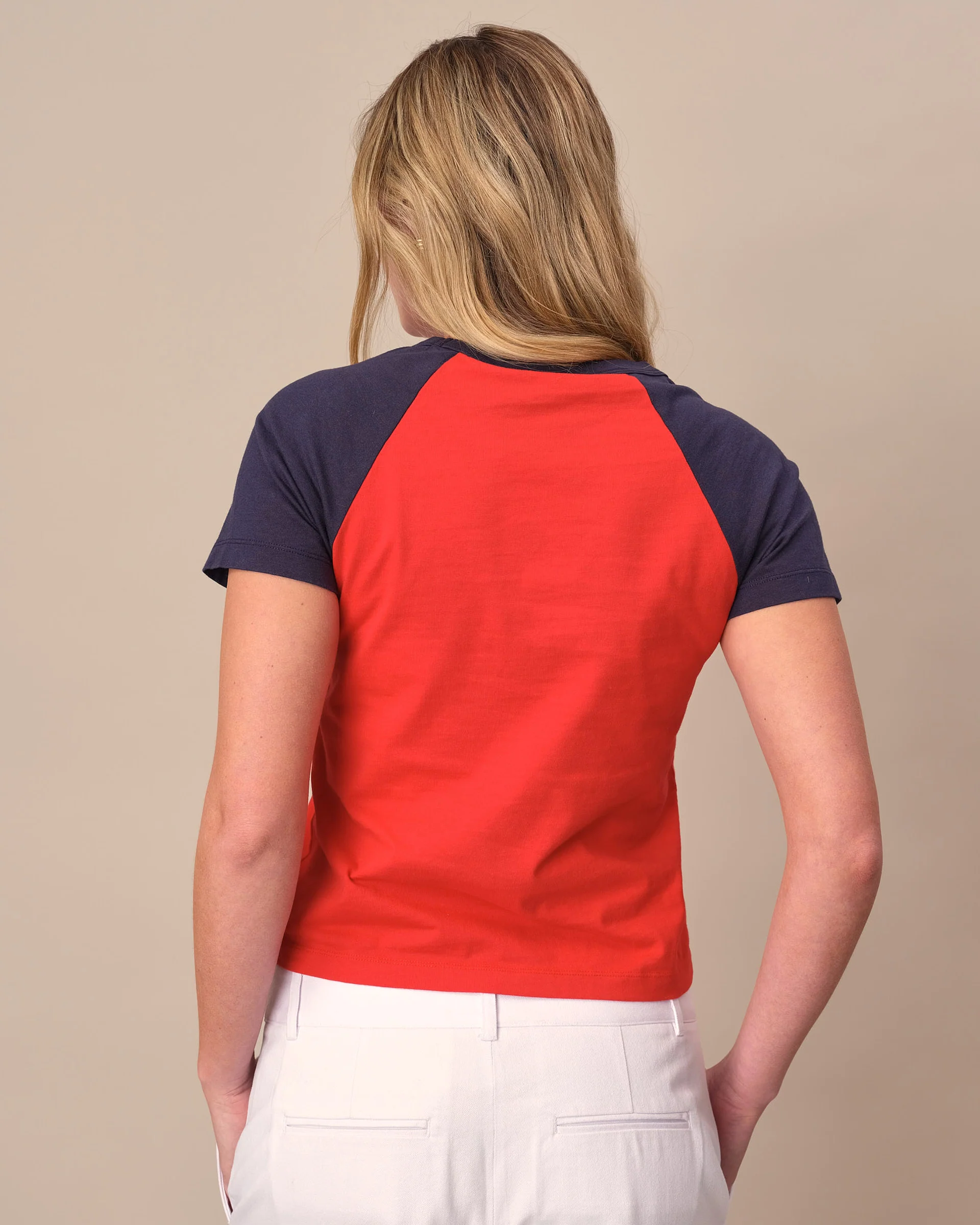 Women's Cotton Raglan Rowing Tee Red - Image 6