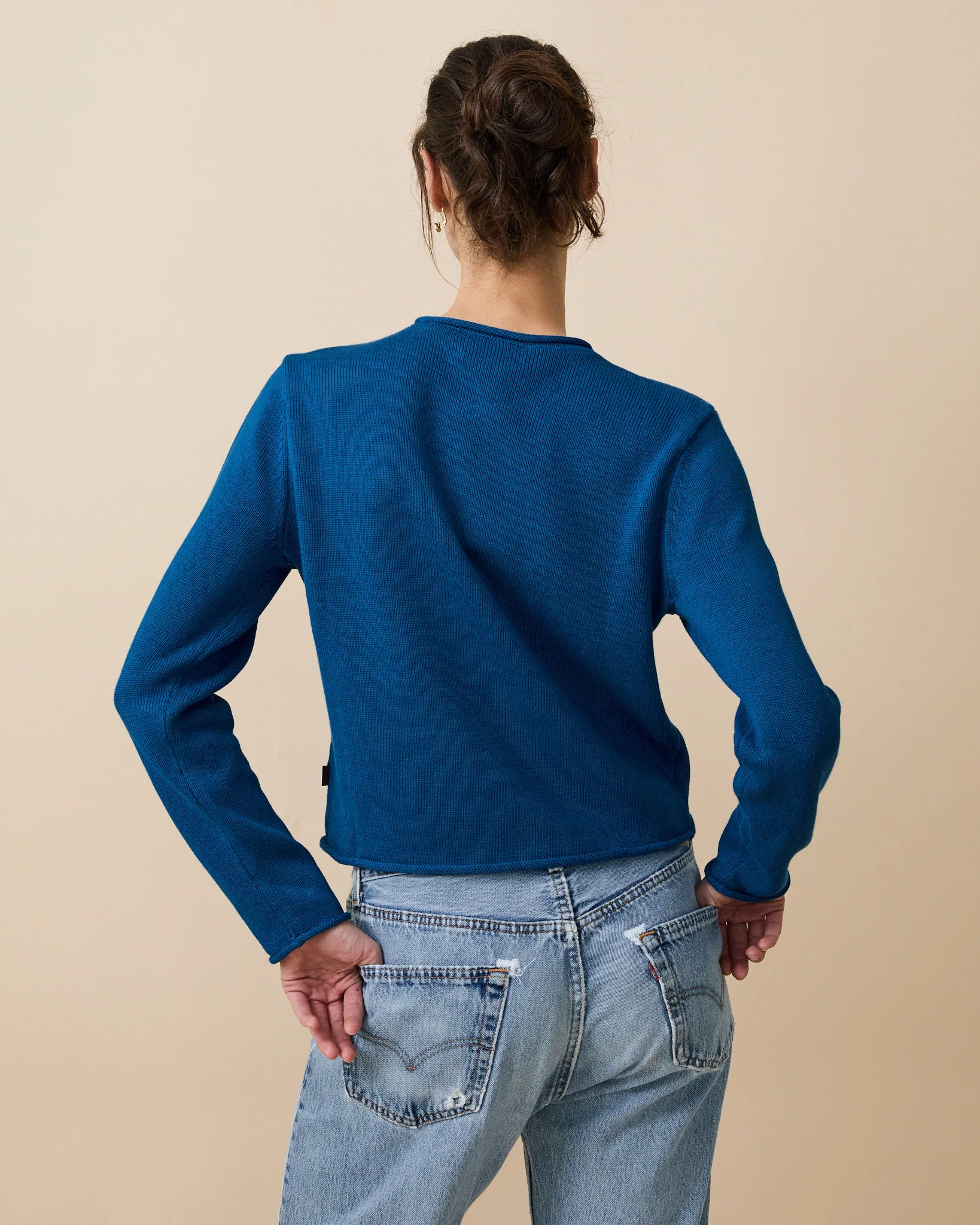 Cotton Ramie Tomato Sweater Blue - Image 6