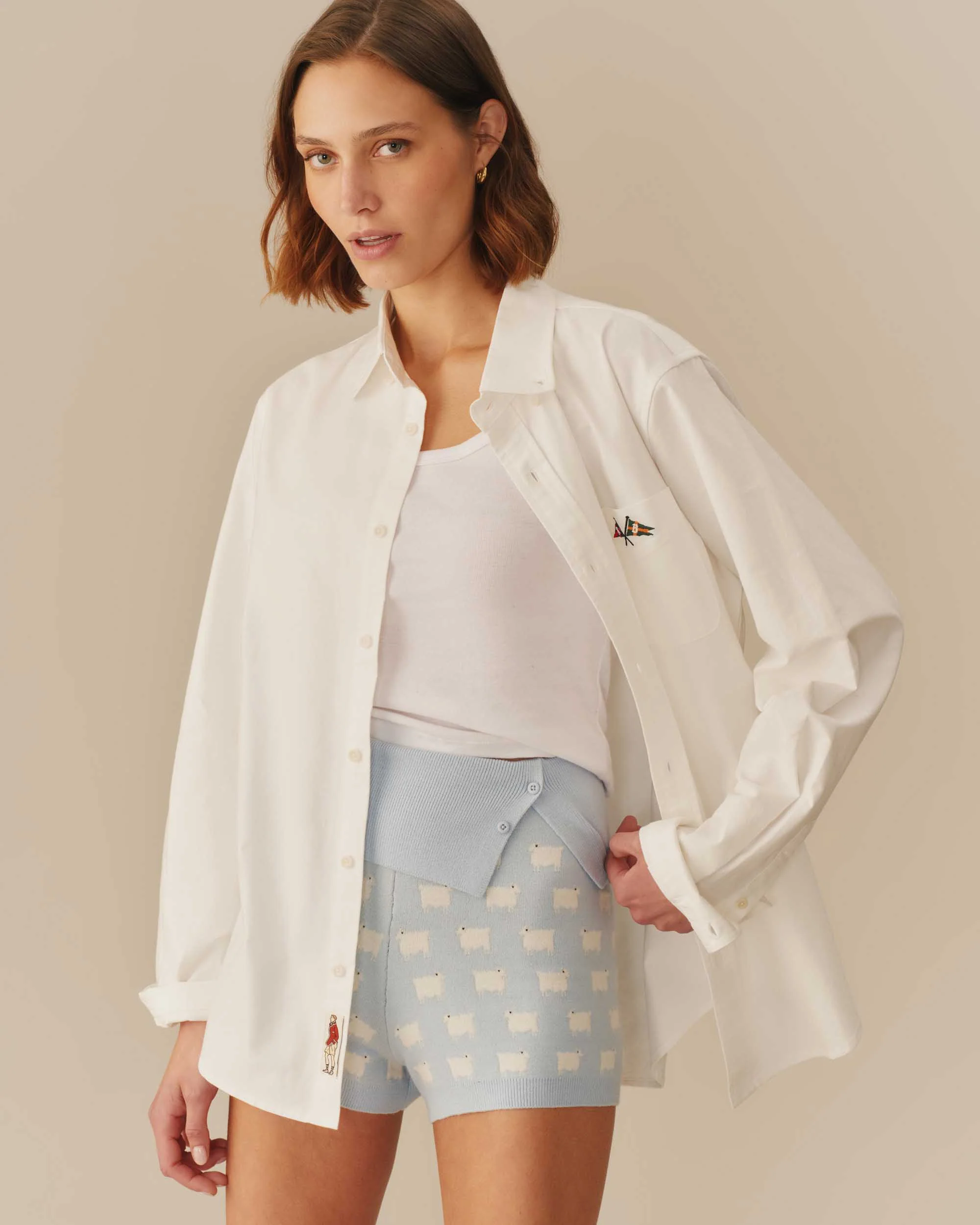 Women's Cotton Sheep Sweater Shorts Blue - Image 3