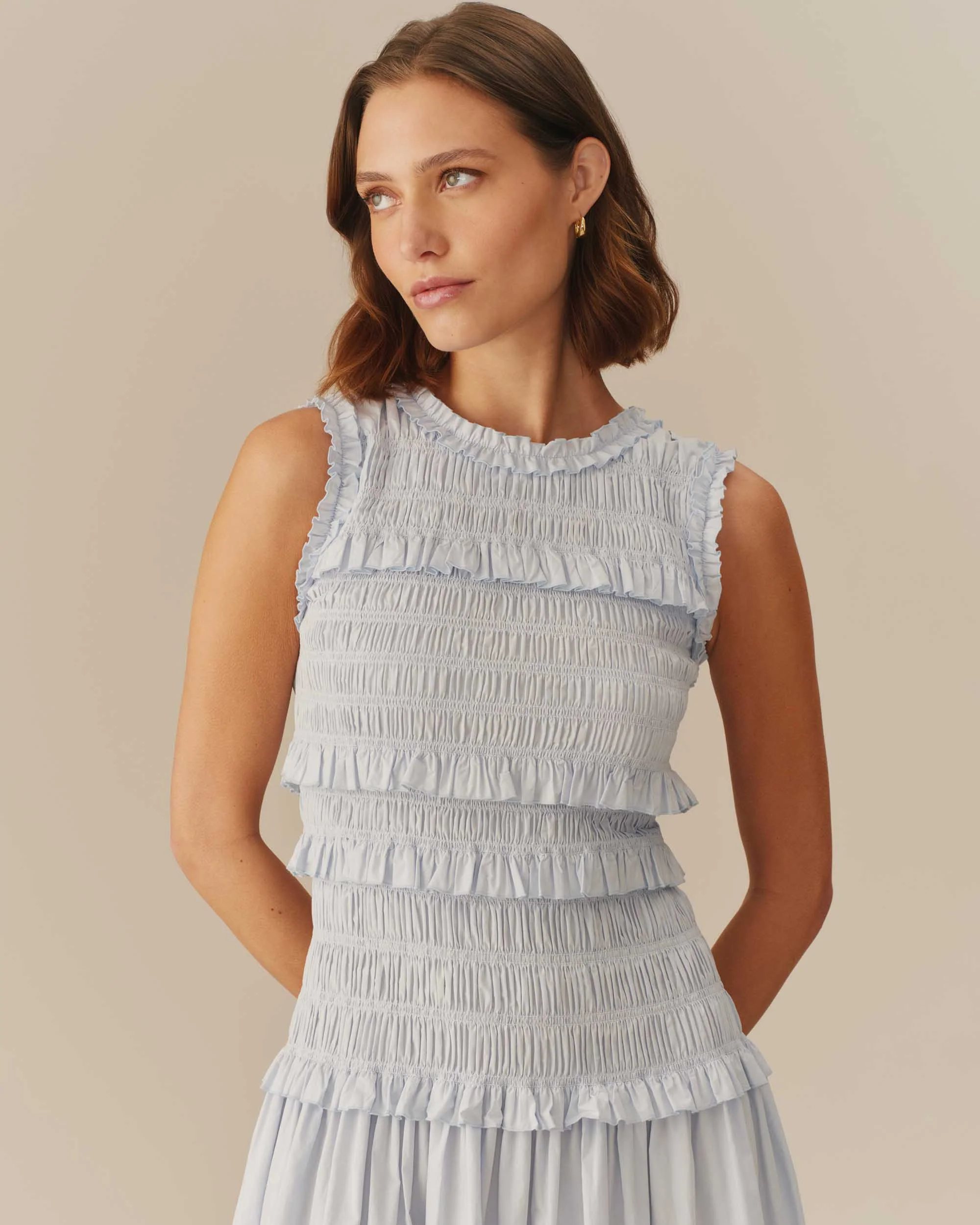 Women's Cotton Smocked Dress Blue - Image 2