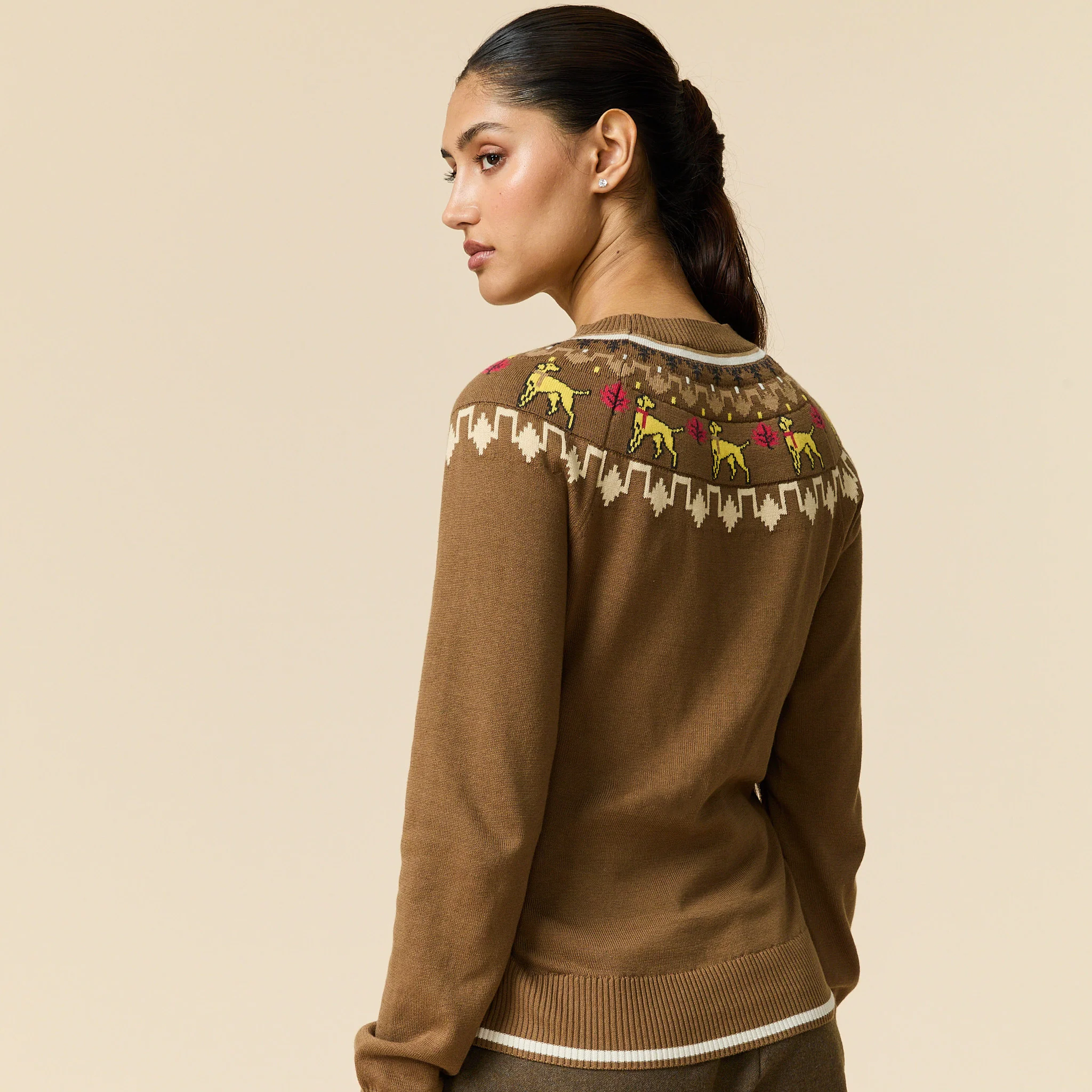 Cotton Thanksgiving Fairisle Sweater Brown - Image 5